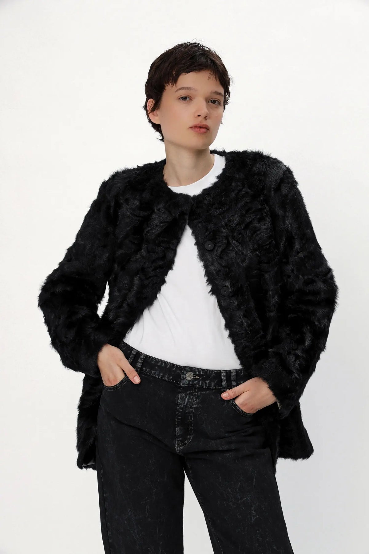 Stella Nova Imitated Fur Jacket Jacket 999 Black