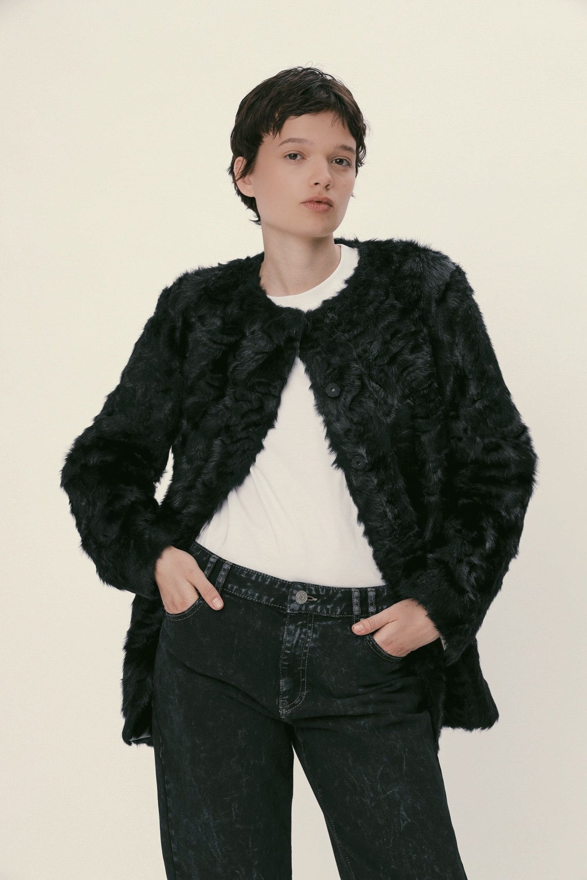 Stella Nova Imitated Fur Jacket Jacket 999 Black