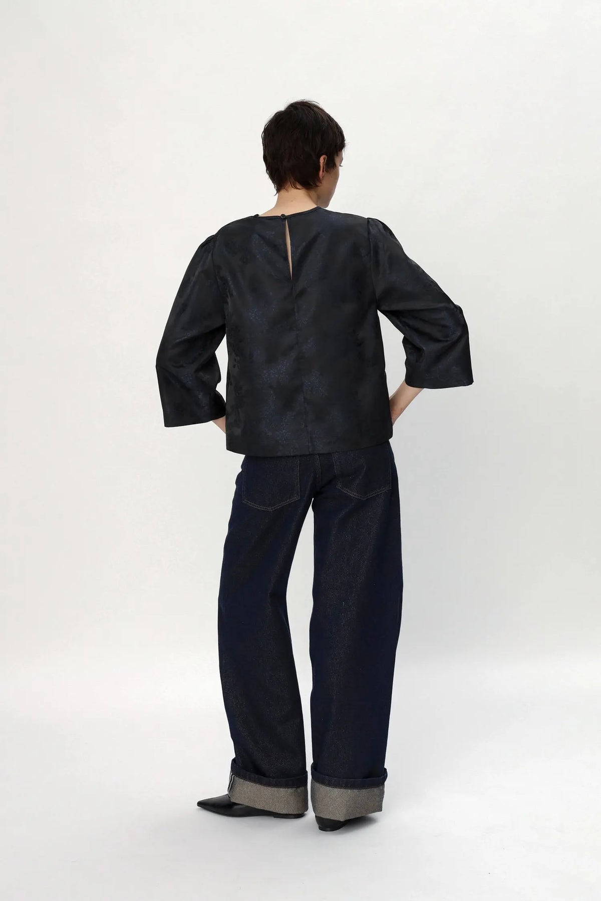 Stella Nova Jacquard Woven Blouse Blouse 324 Dark Ocean Black