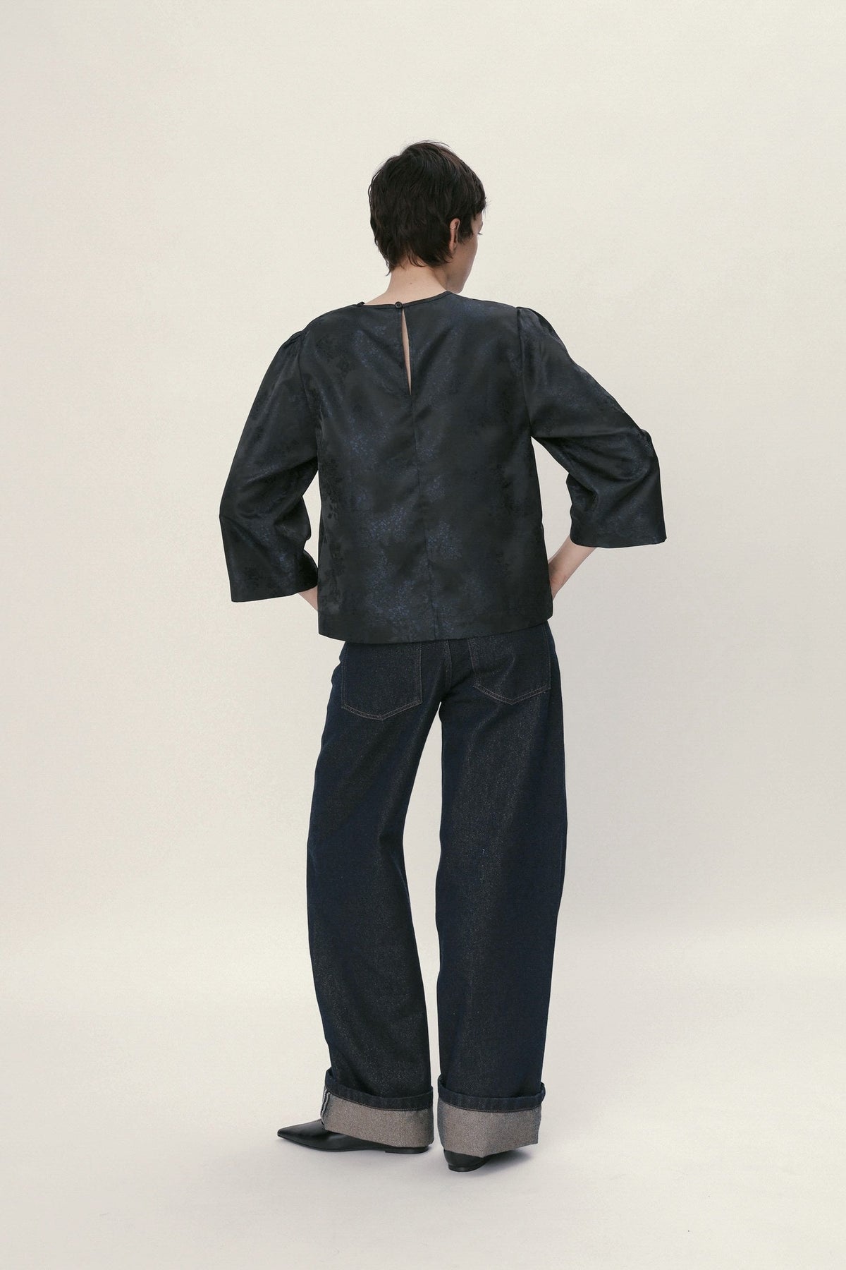 Stella Nova Jacquard Woven Blouse Blouse 324 Dark Ocean Black