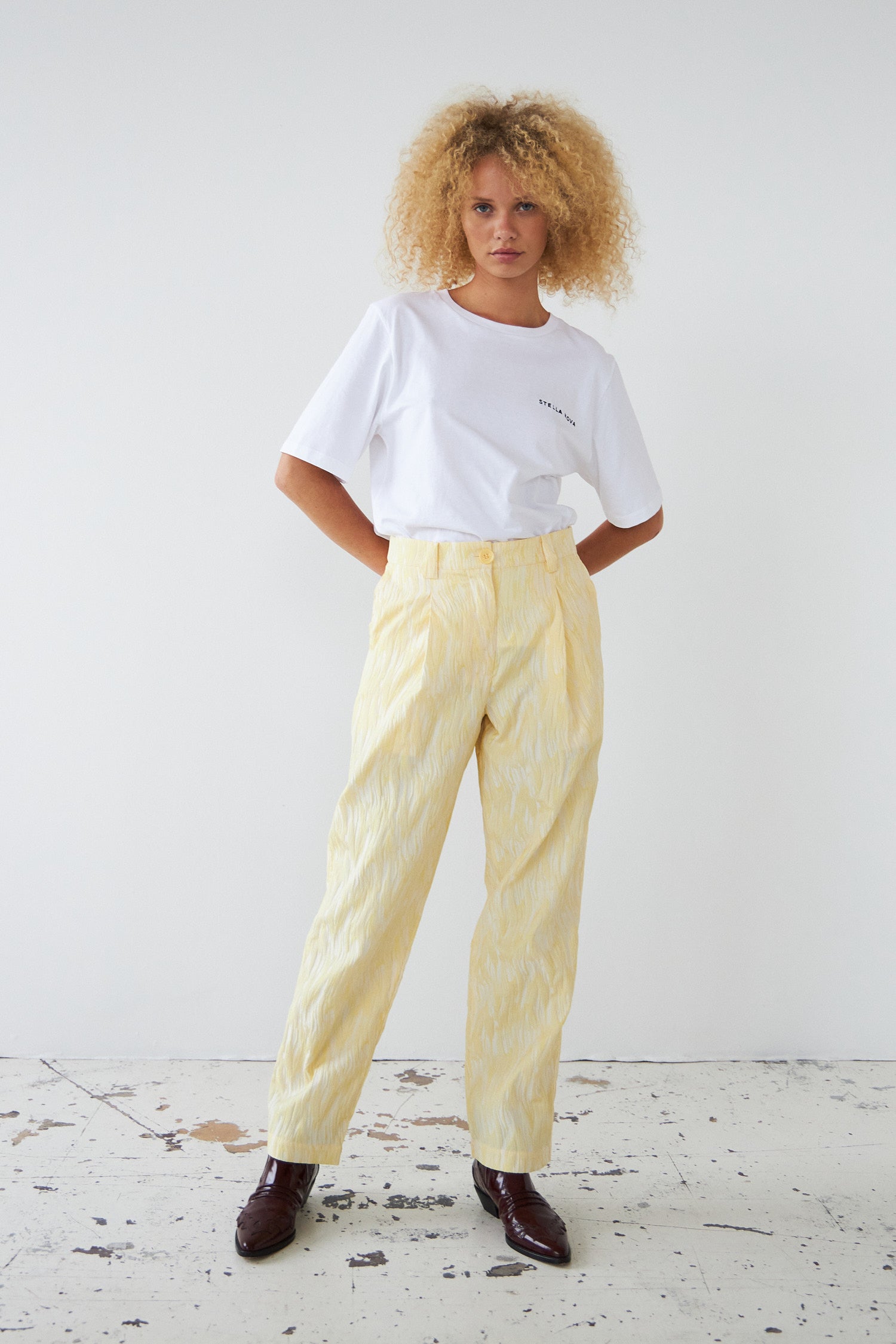 Stella Nova Jacquard wave pants Pants 138 Light Yellow