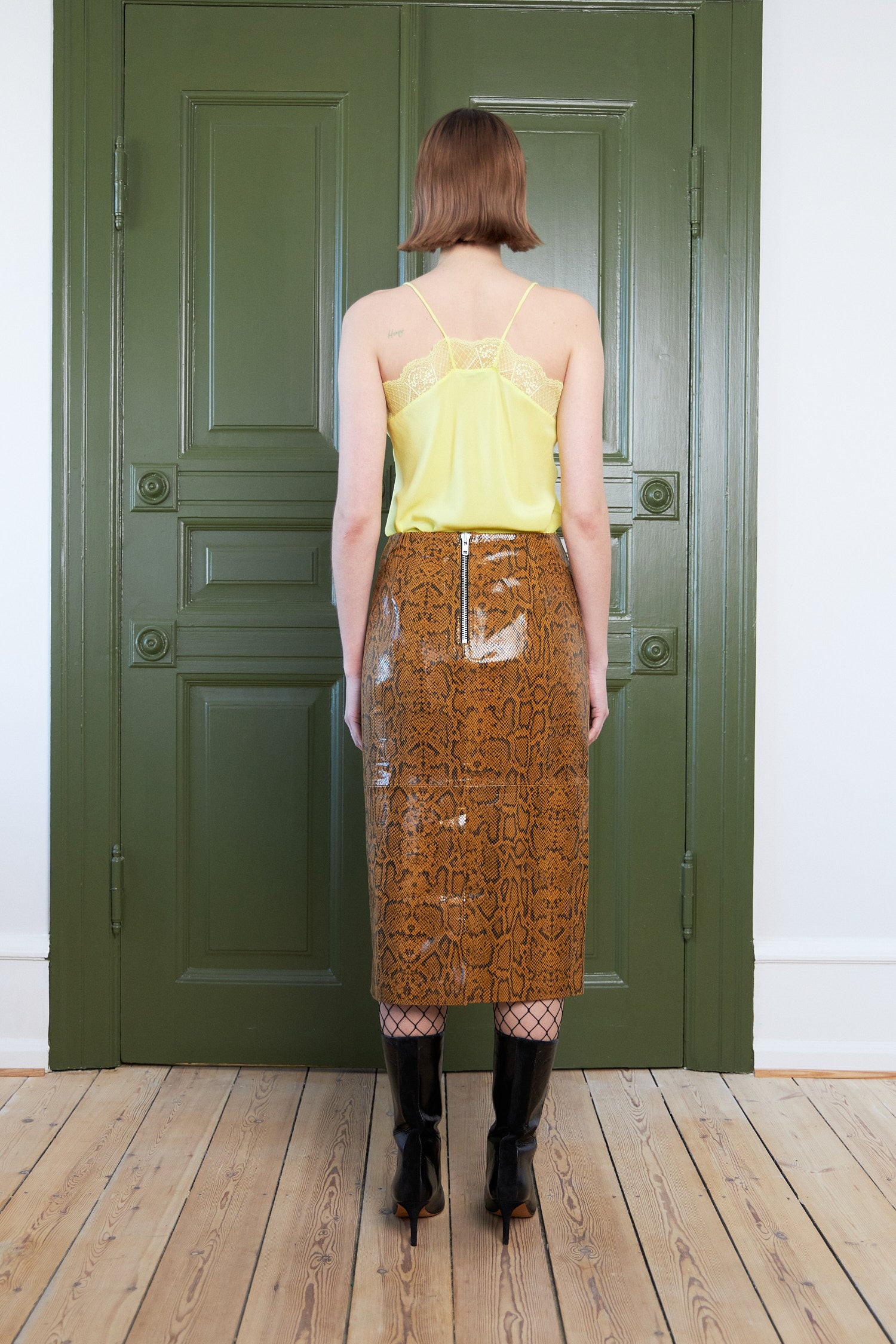 Stella Nova Leather midi skirt Skirt 118 Burned Yellow