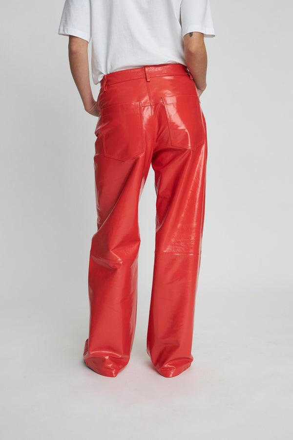 Stella Nova Leather pants with jeans look Leather Pants 492 Cherry Tomato