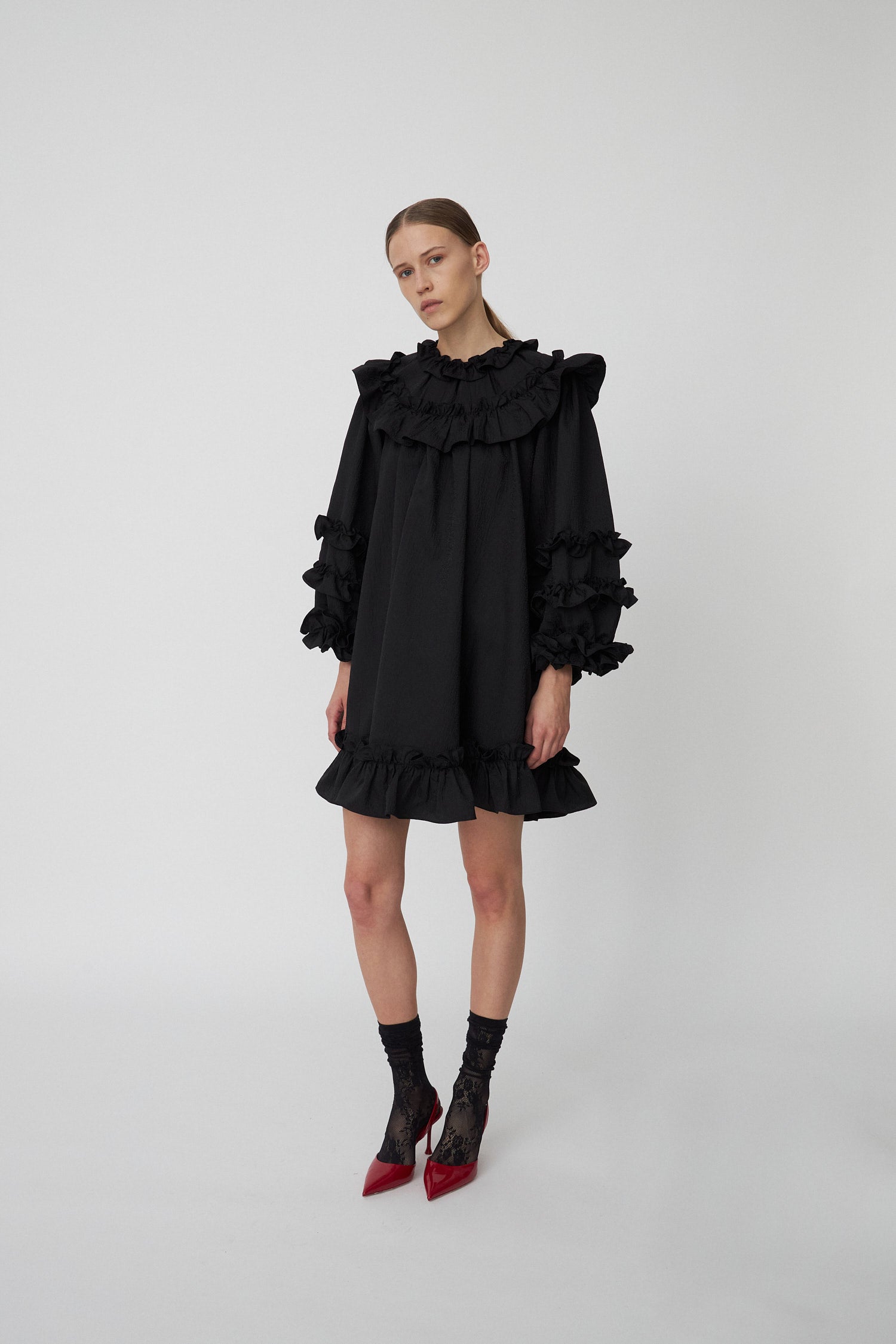 Stella Nova Light Weight Mini Frill Dress Dress 999 Black