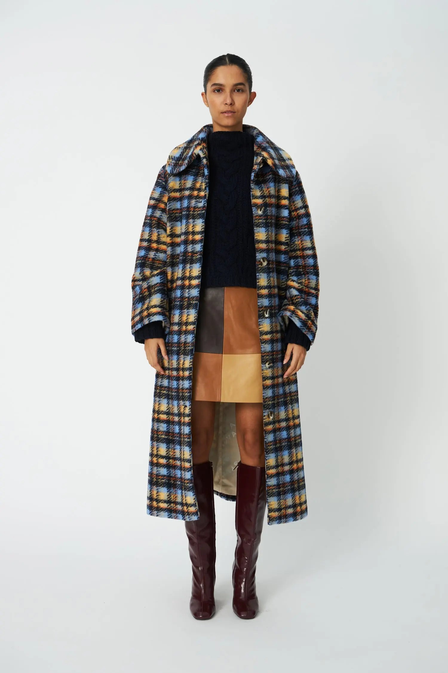 Stella Nova Long Wool Checked Coat Coat 430 Multi Checks