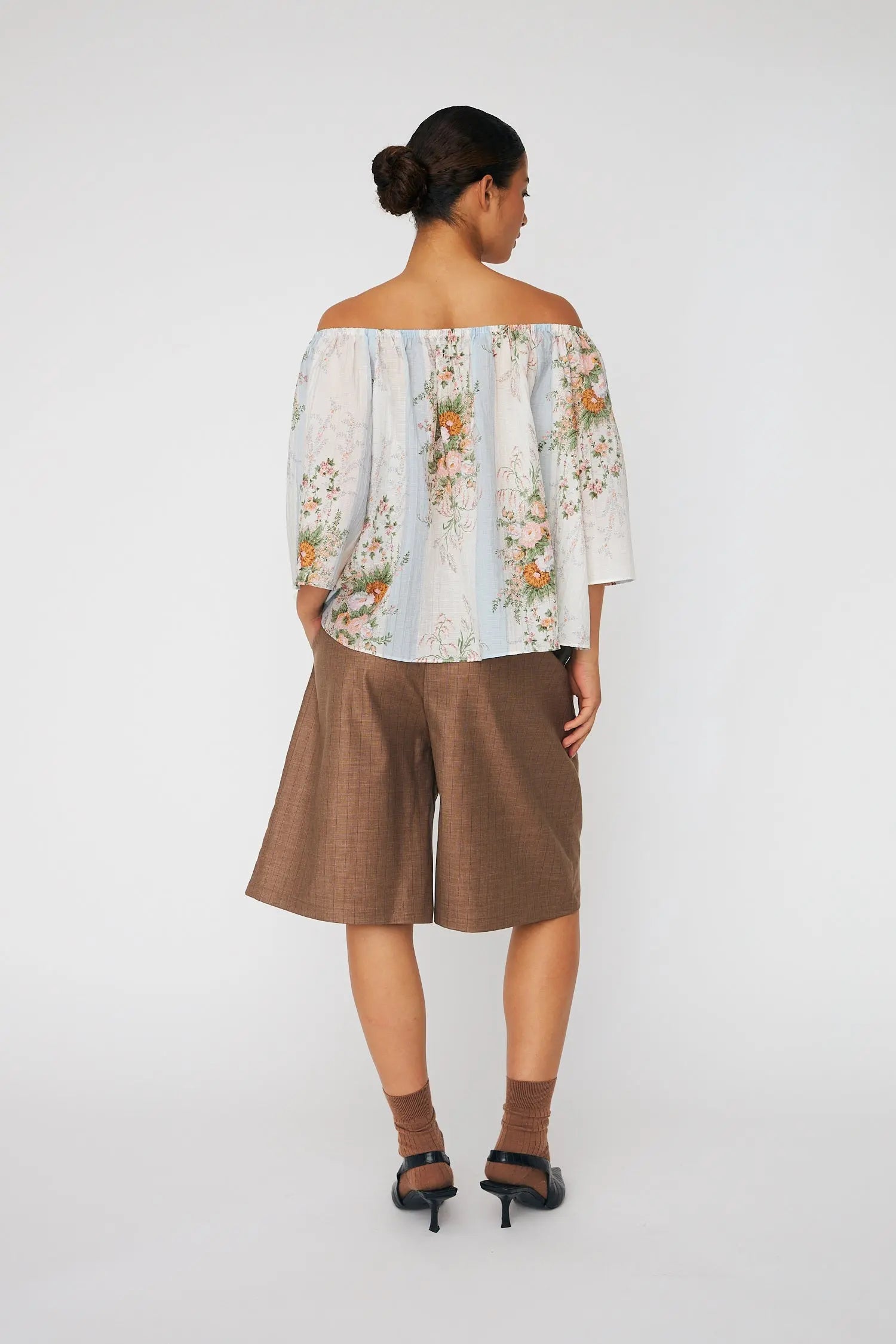 Stella Nova Loose Blouse with drop Shoulders Blouse 462 Creme Multicolour Flowers