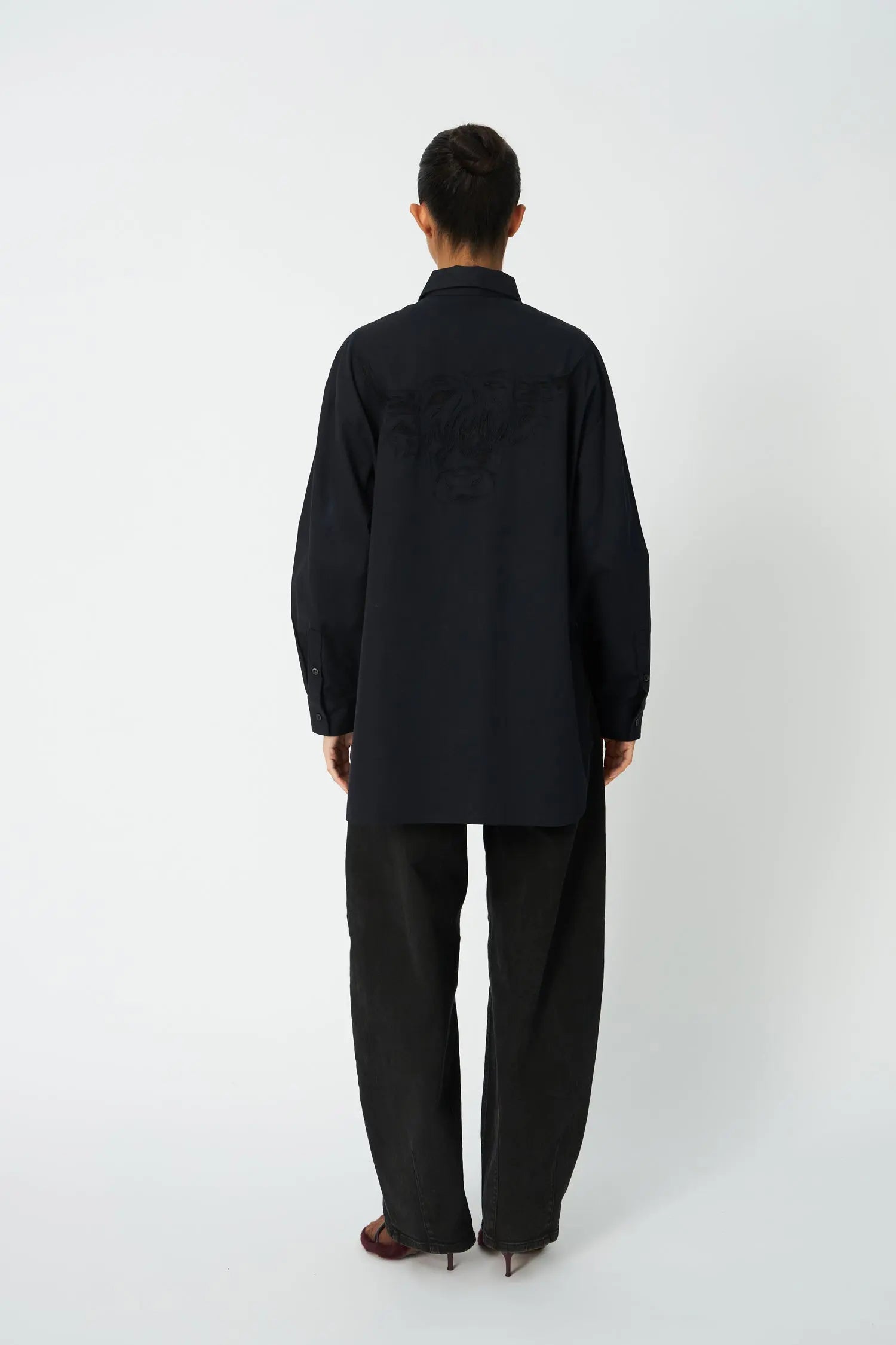 Stella Nova Loose Shirt with Embroidery Anglaise Shirt 999 Black