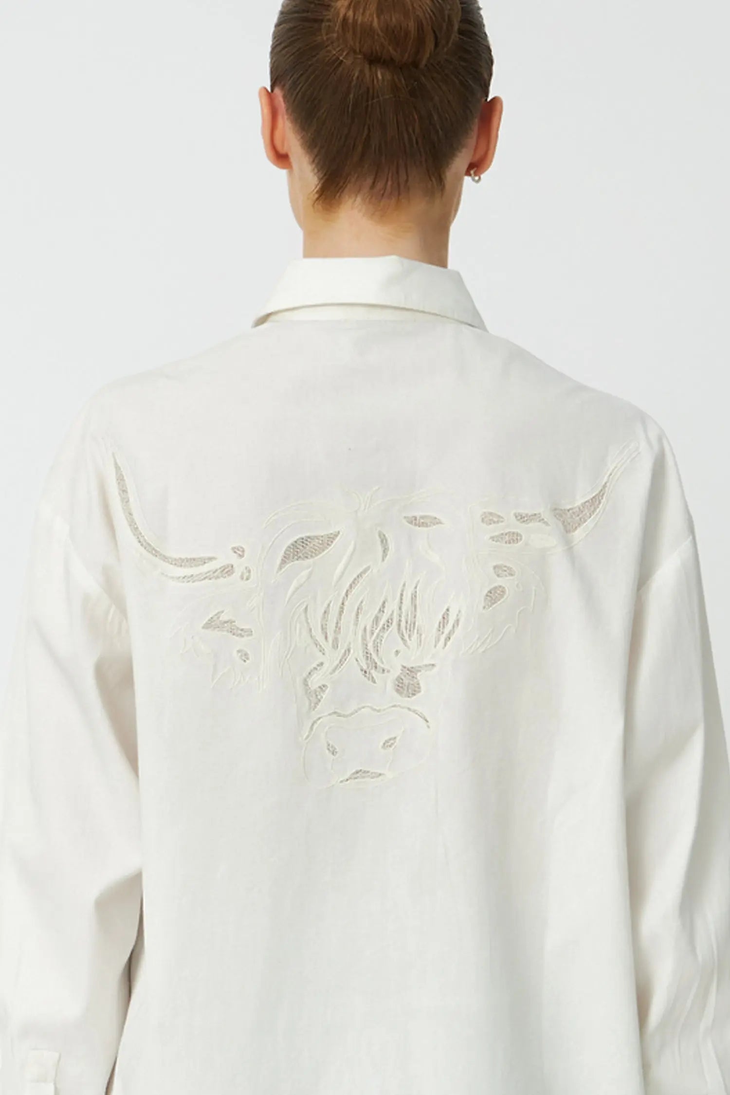 Stella Nova Loose Shirt with Embroidery Anglaise Shirt 001 White