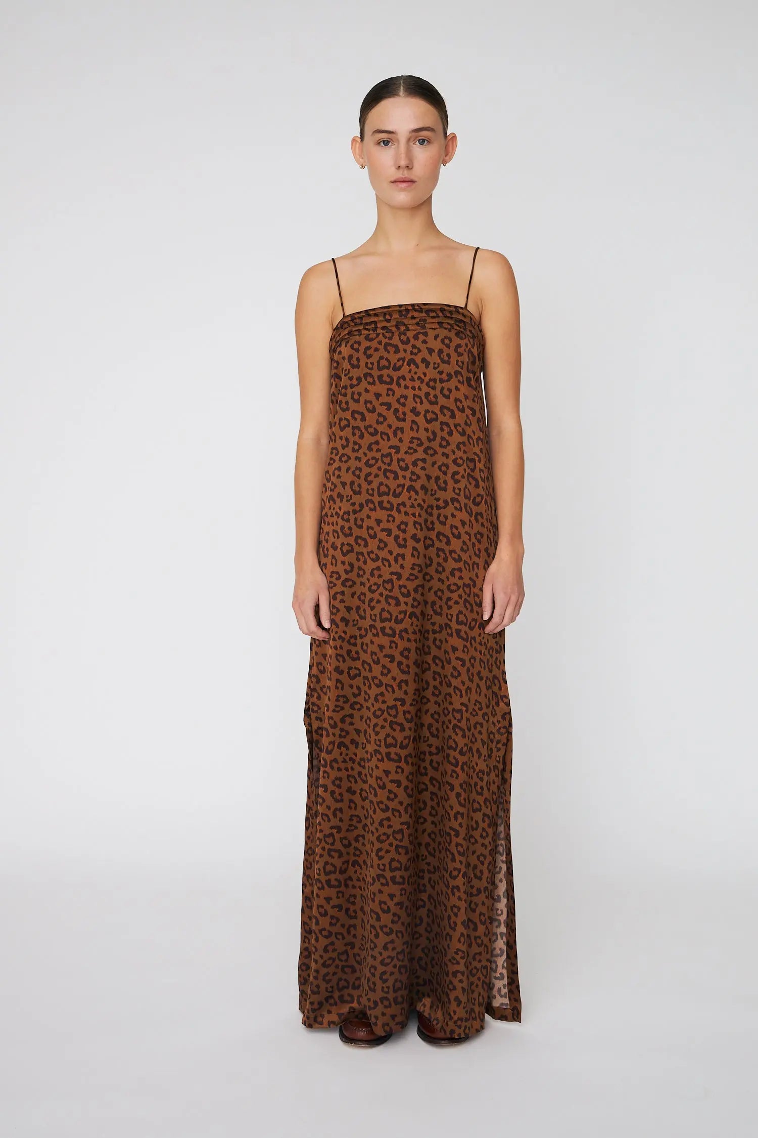 Stella Nova Maxi Animal Printed Silk Dress Dress 081 Leopard