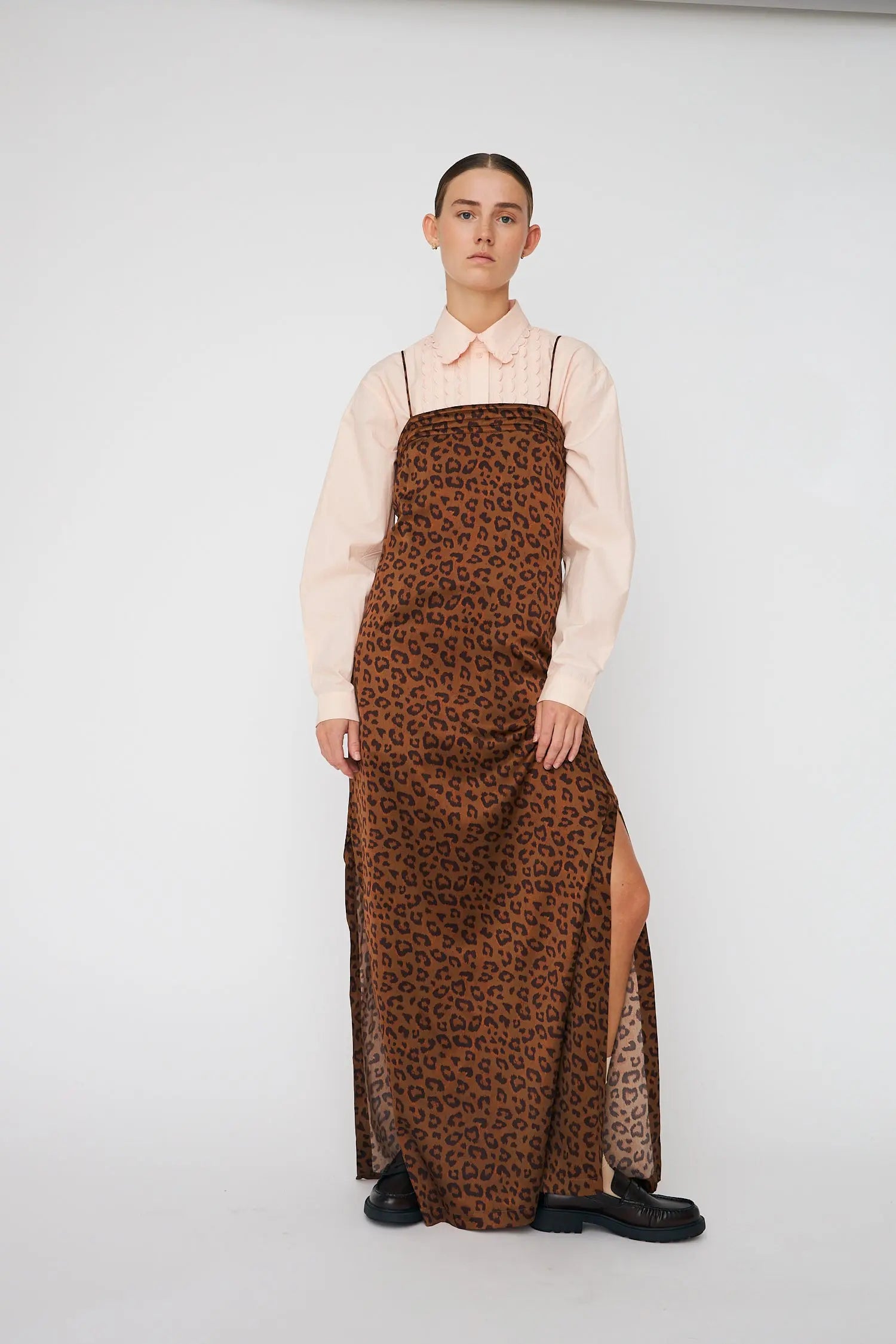 Stella Nova Maxi Animal Printed Silk Dress Dress 081 Leopard