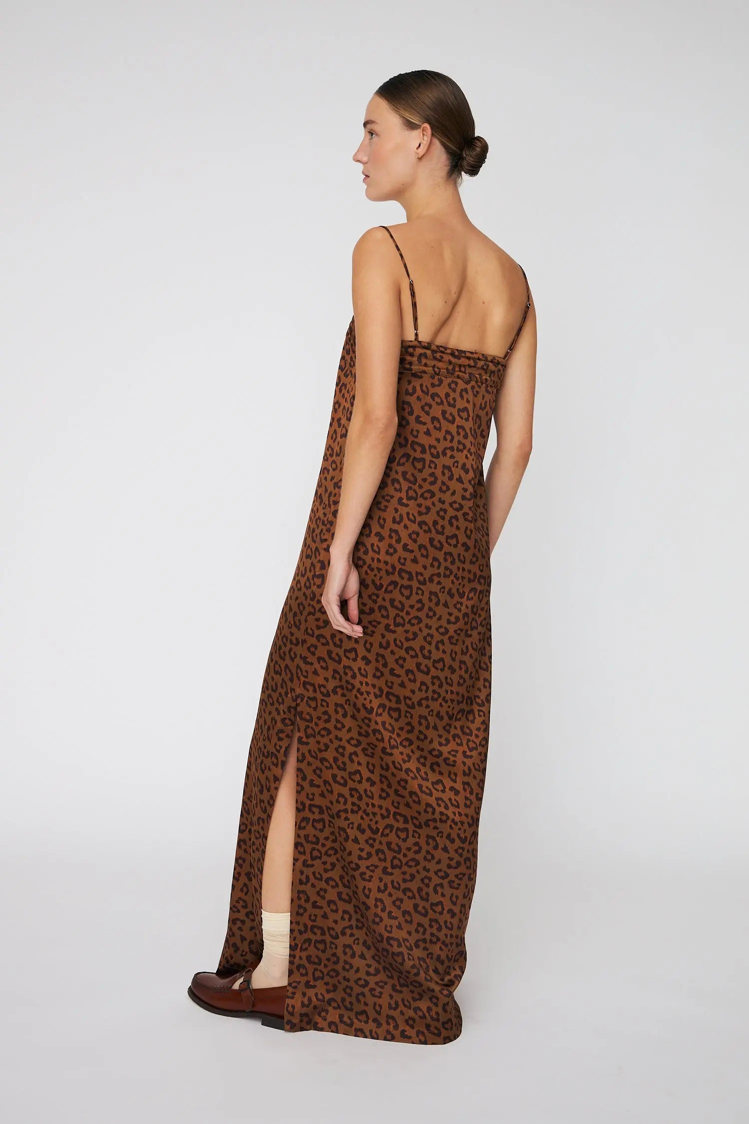 Stella Nova Maxi Animal Printed Silk Dress Dress 081 Leopard