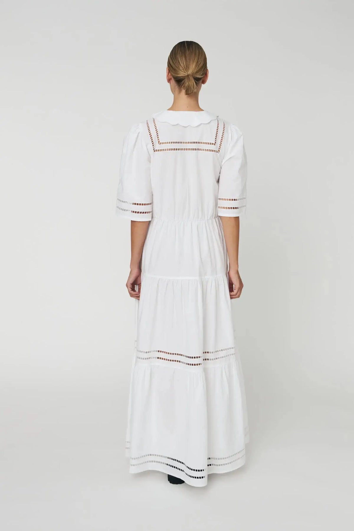 white maxi dress with short sleeves Short Sleeve White Maxi Dress M / White