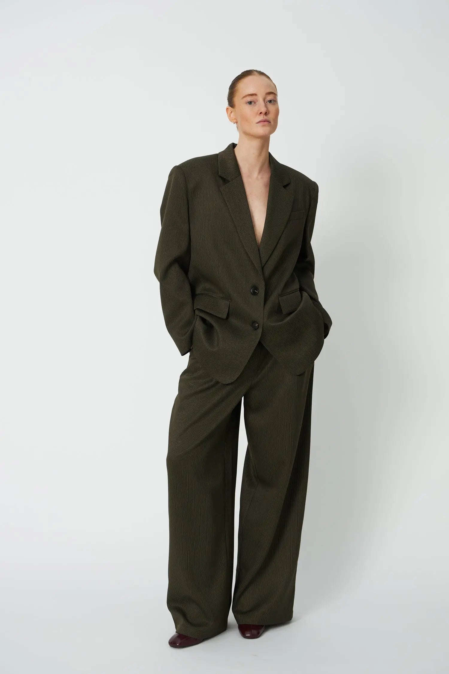 Stella Nova Mid-Waist Loose Suiting Pants Pants 258 Army
