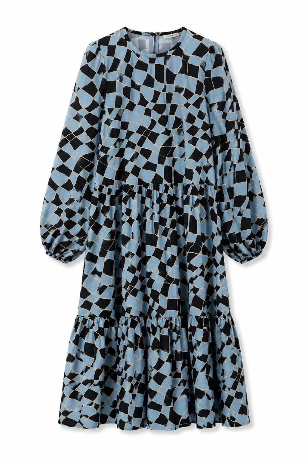 Stella Nova Midi cotton dress with all over print Dress 303 Dowe Blue
