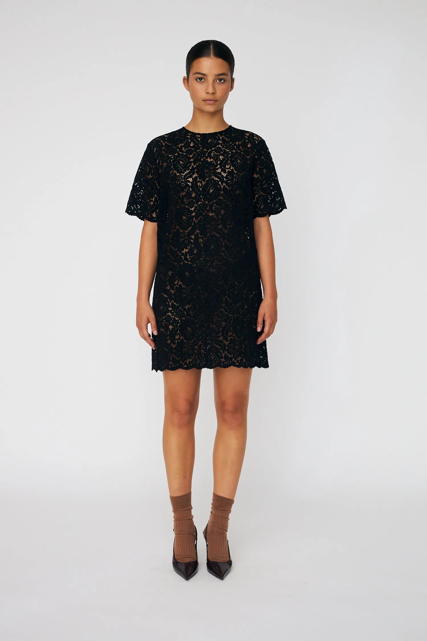 最終値下げ！AndmaryPoppy lace mini dress black Mini Lace Dress - Black