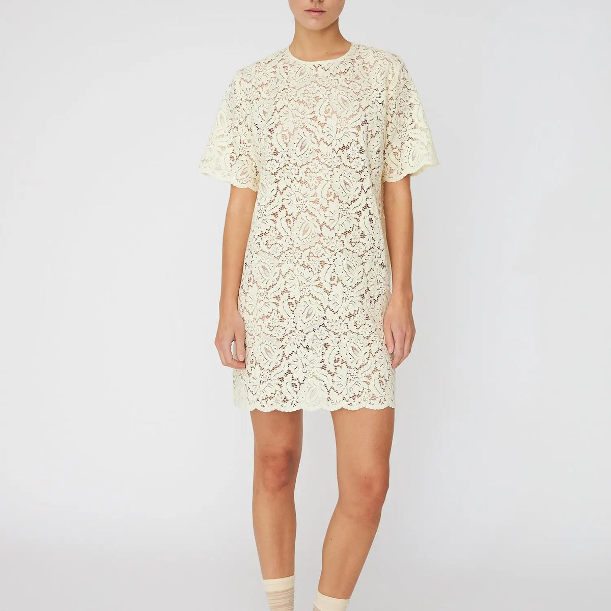 Mini Lace Dress - Soft Yellow