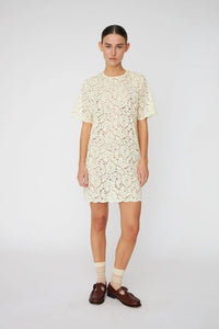 Vestido Mini de Encaje - Soft Yellow