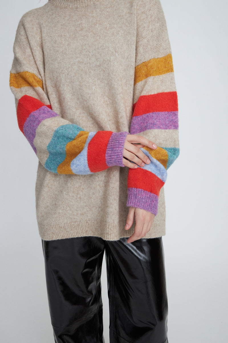 Stella Nova Oversized Sweater with multicolour sleeves Sweater 530 Multicolour