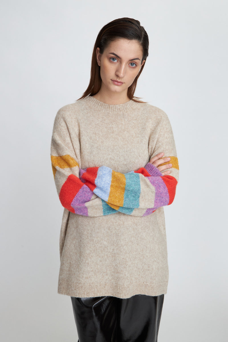 Stella Nova Oversized Sweater with multicolour sleeves Sweater 530 Multicolour