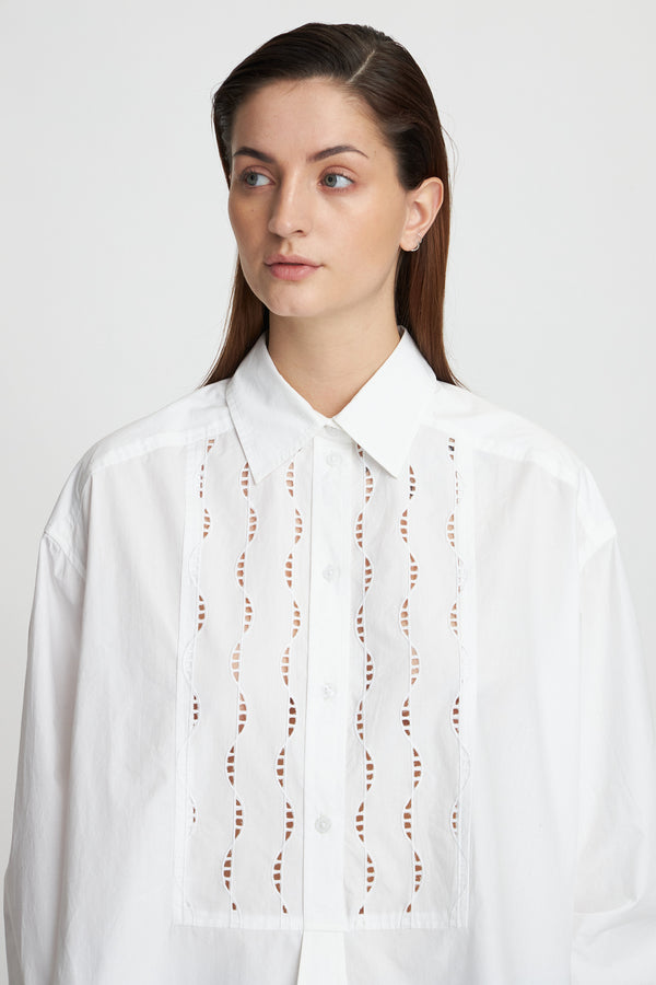 Stella Nova Oversized shirt with embroideries Shirt 001 White