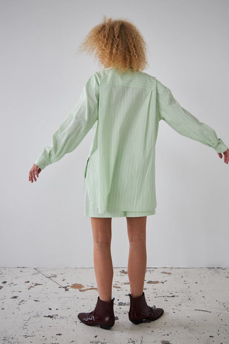 Stella Nova Oversized striped cotton shirt Shirt 236 Mint Tea