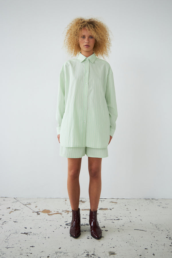 Stella Nova Oversized striped cotton shirt Shirt 236 Mint Tea