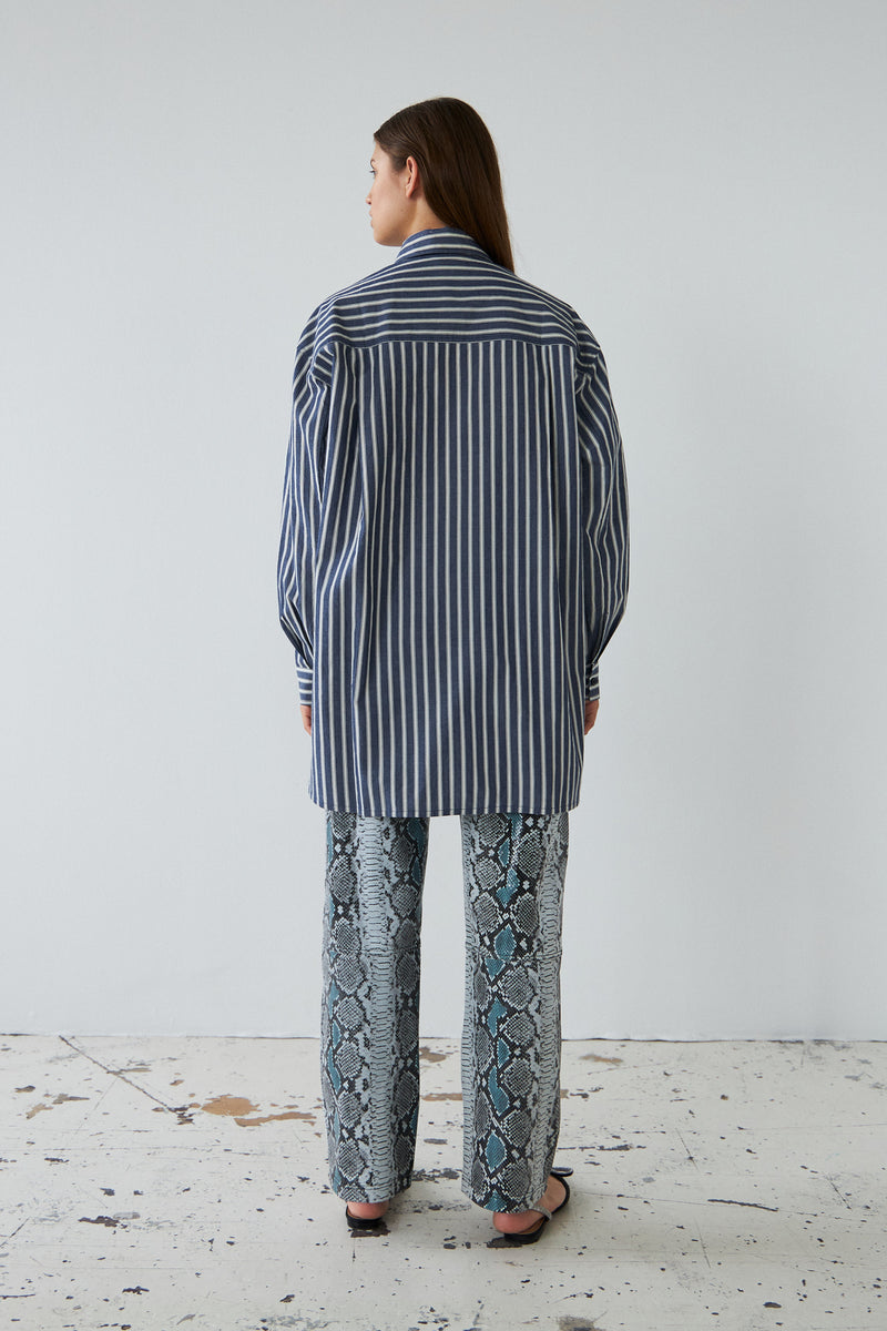 Stella Nova Oversized striped cotton shirt Shirt 313 Blue Stripes