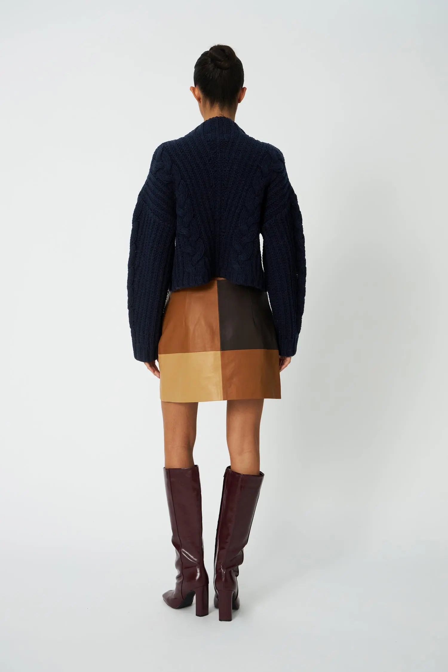 Stella Nova Patchwork Leather Skirt Skirt 846 Brown Mix