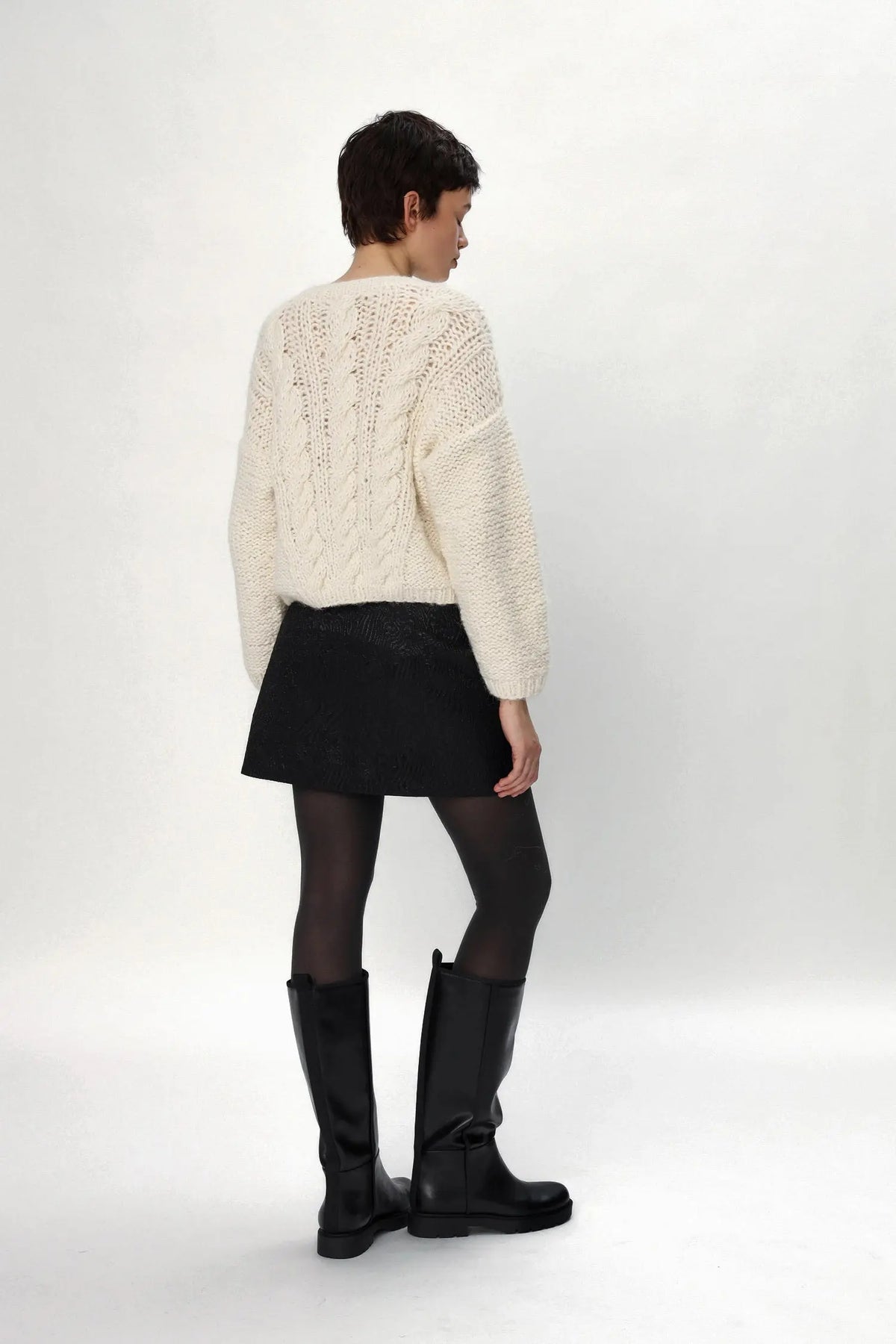 Stella Nova Peru Cotton Alpaca Cable Sweater Sweater 029 Creme