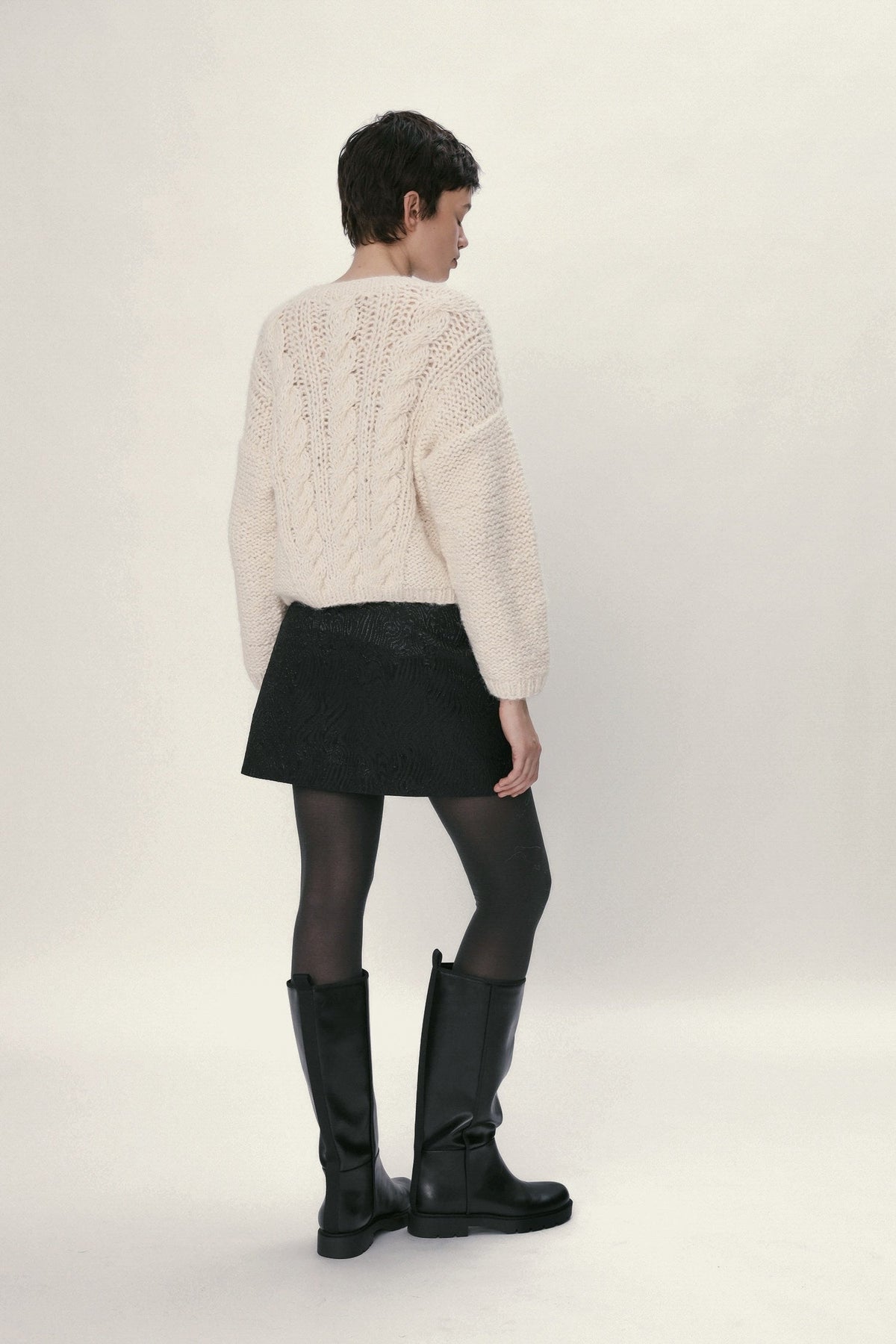 Stella Nova Peru Cotton Alpaca Cable Sweater Sweater 029 Creme