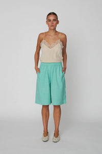 Pin Striped Shorts - Bright Mint