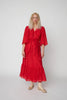 Pointelle Wrap Dress - Flame Red