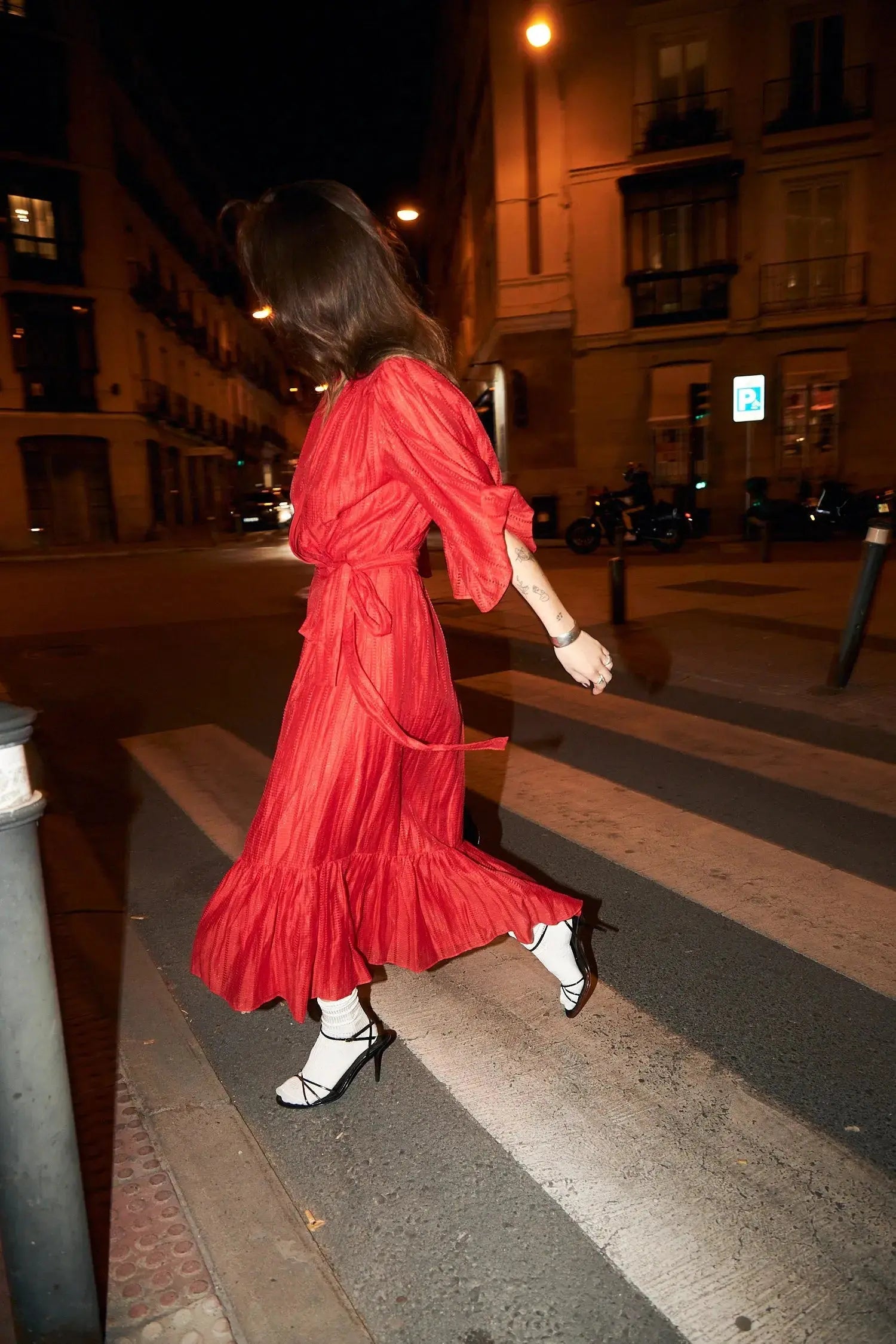 Pointelle Wrap Dress - Flame Red 38 Pointelle Wrap Dress - Flame Red 38