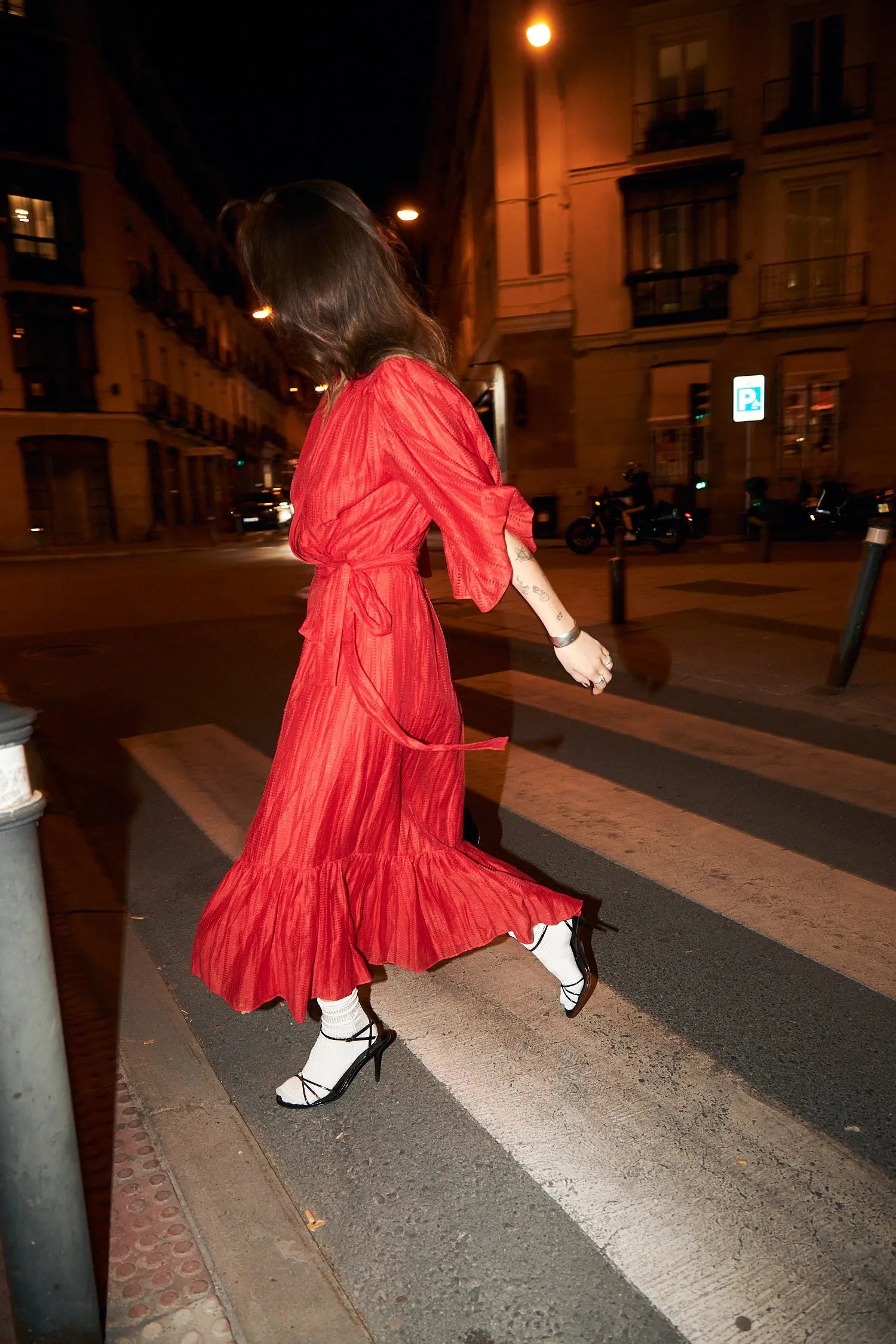 Stella Nova Pointelle Wrap Dress Dress 418 Flame Red