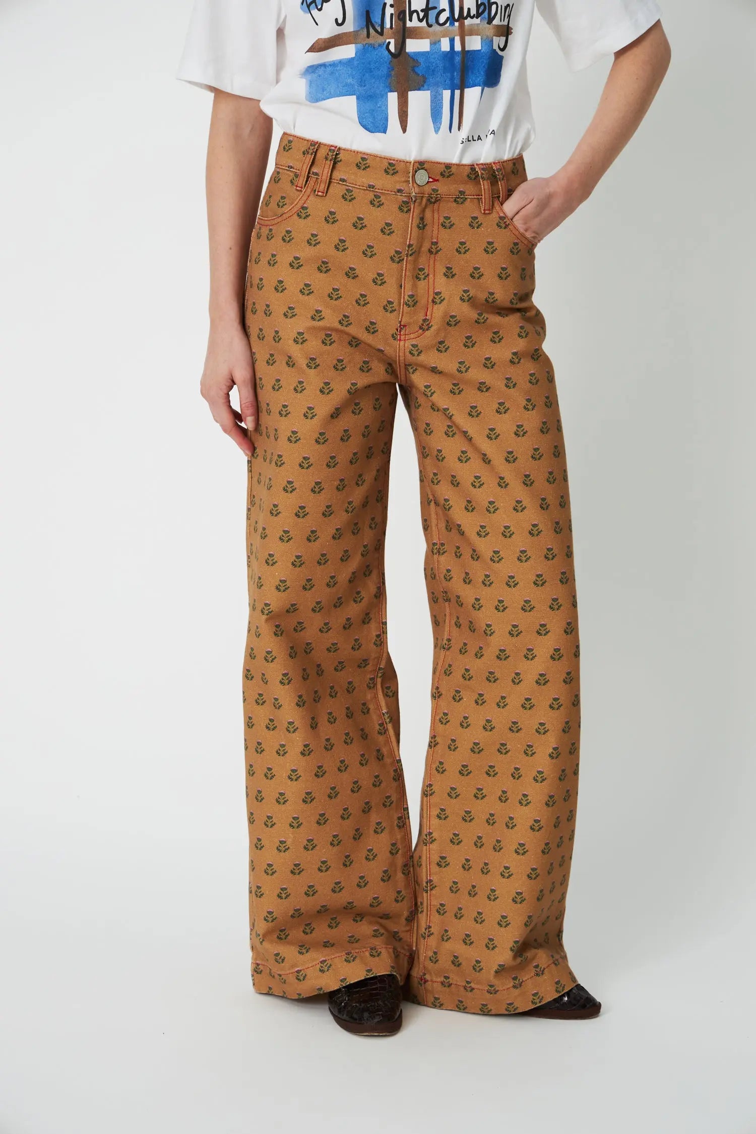 Stella Nova Printed Canvas Pants Pants 167 Simple Flowers