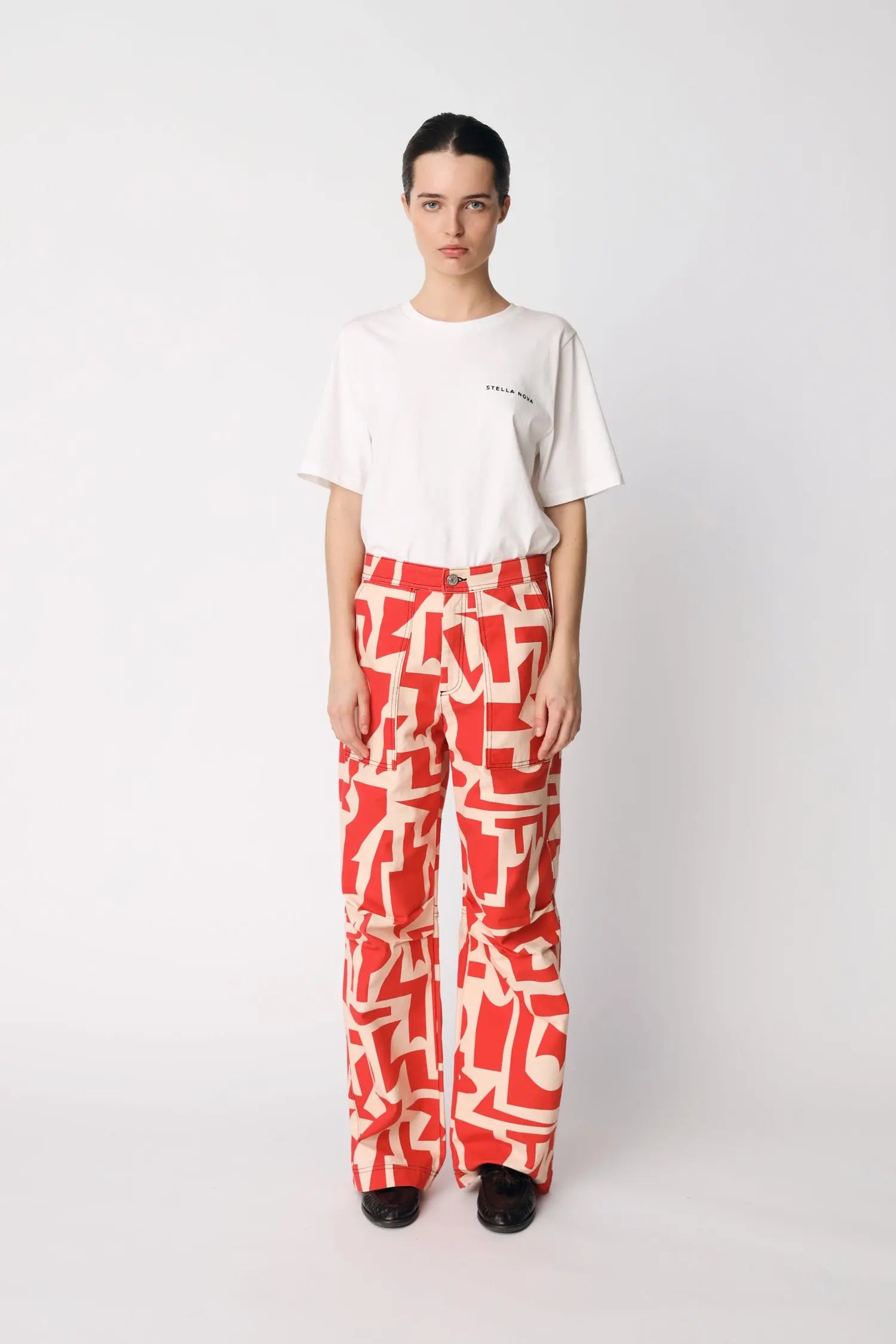 Printed Cargo Pants - Red Mix
