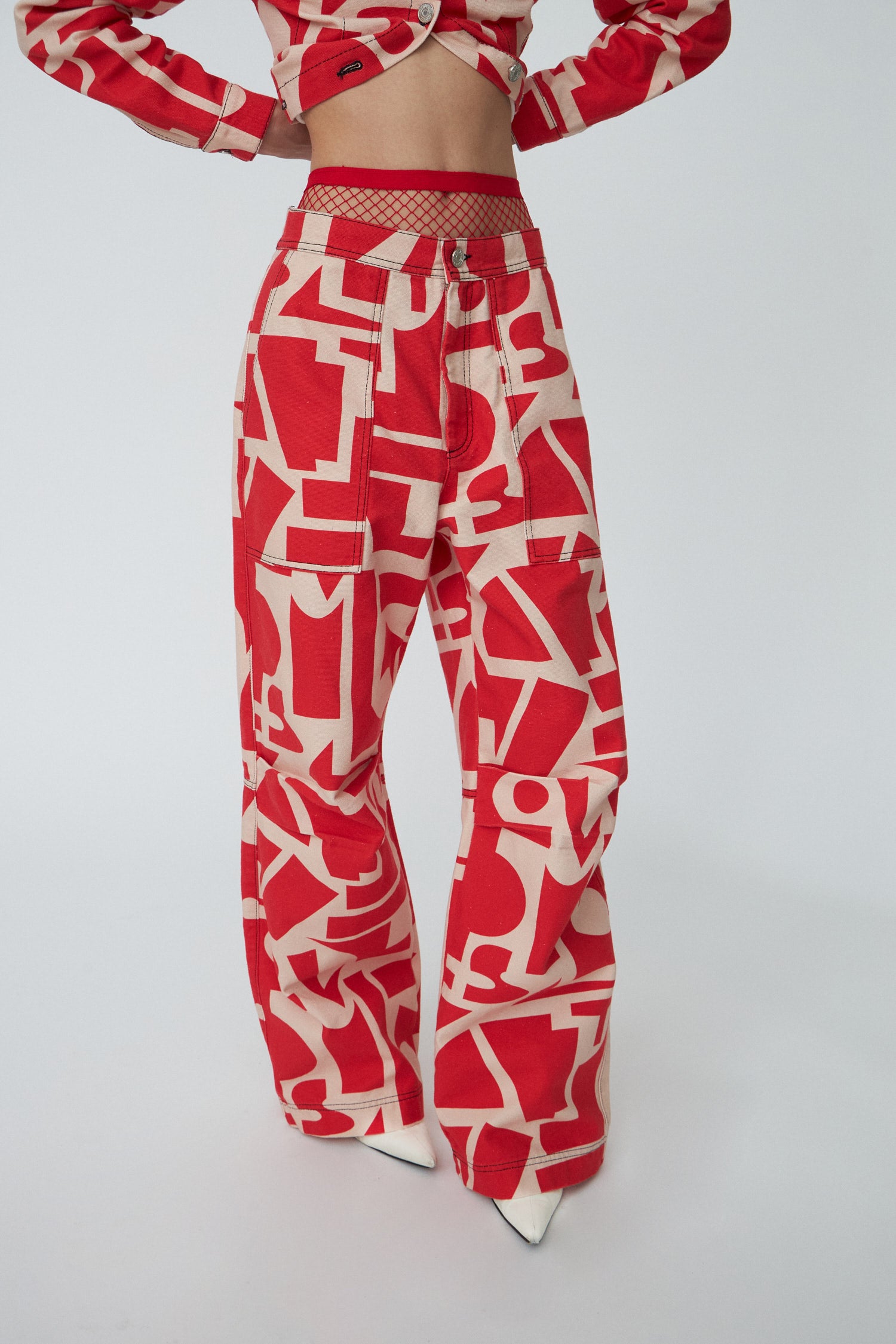 Stella Nova Printed Cargo Pants Pants 608 Red Mix