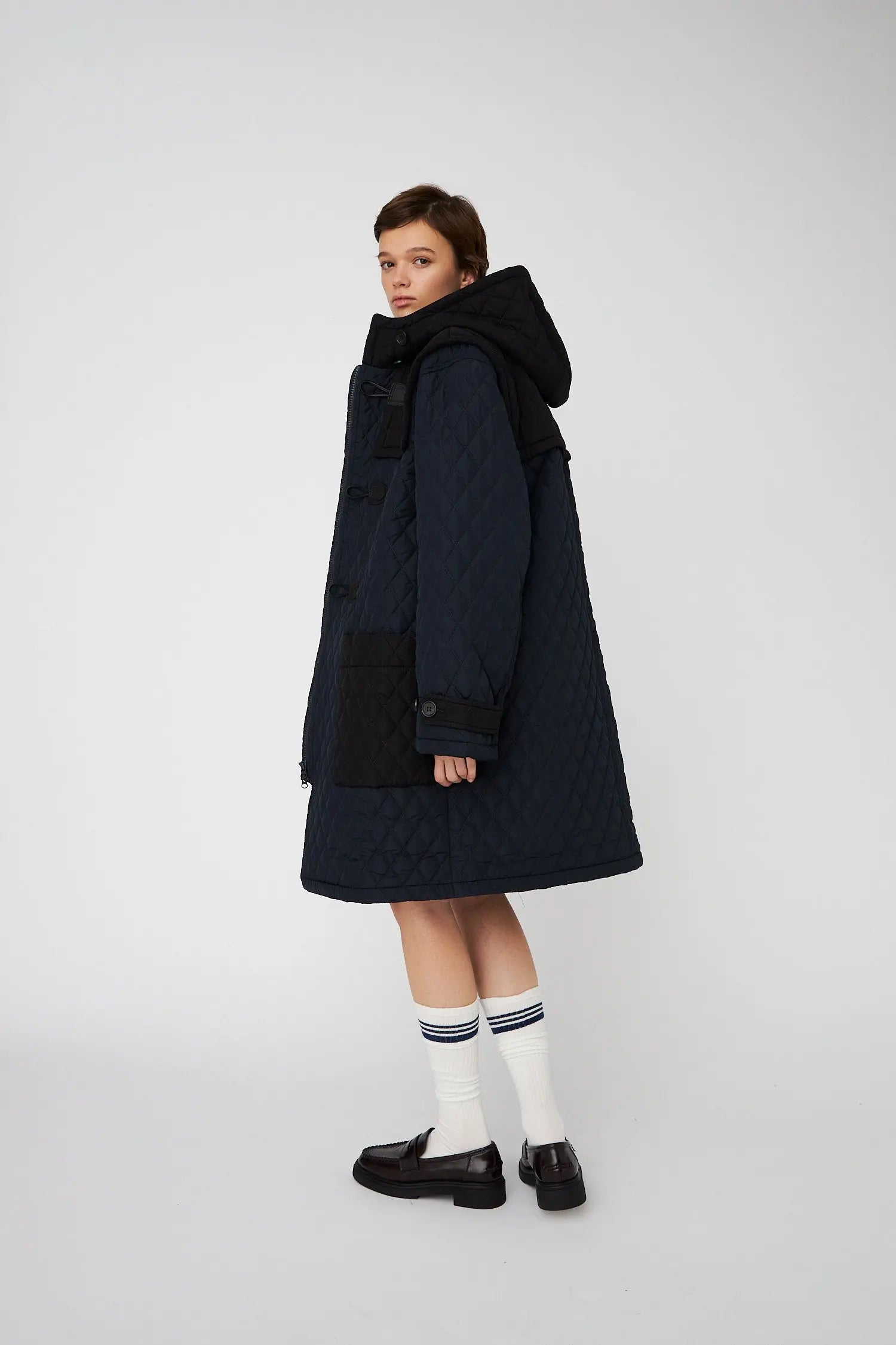 Quilted Duffel Coat - Navy