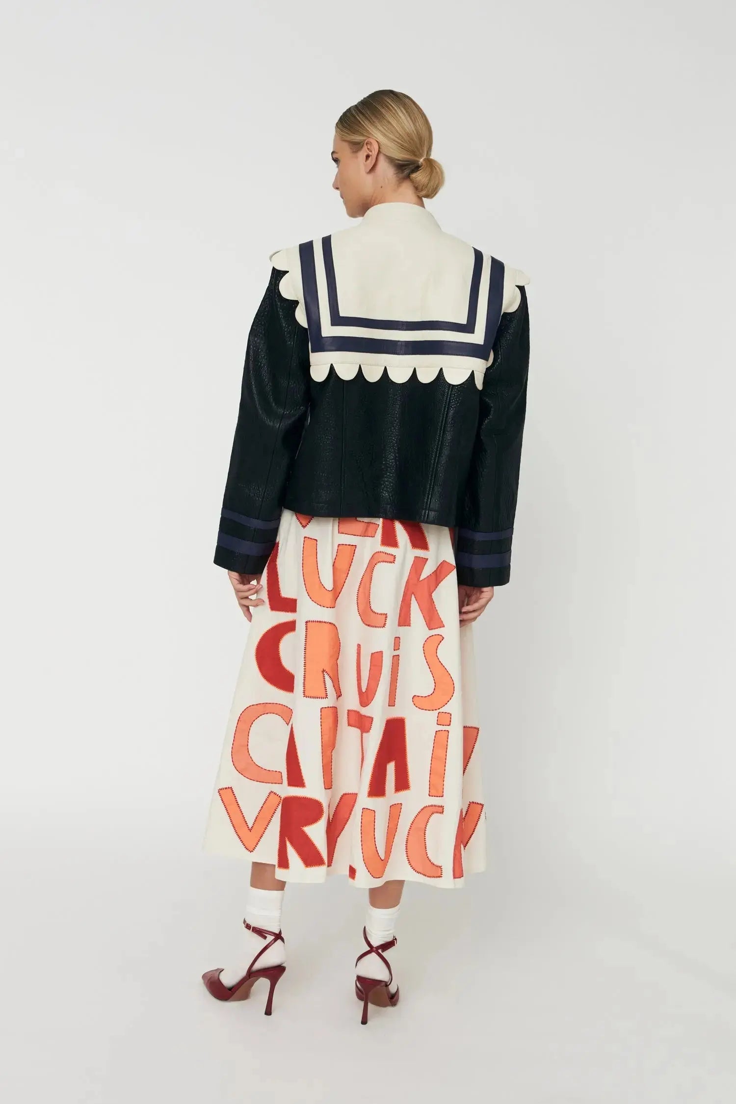 Sailor Leather Jacket - Creme/Black
