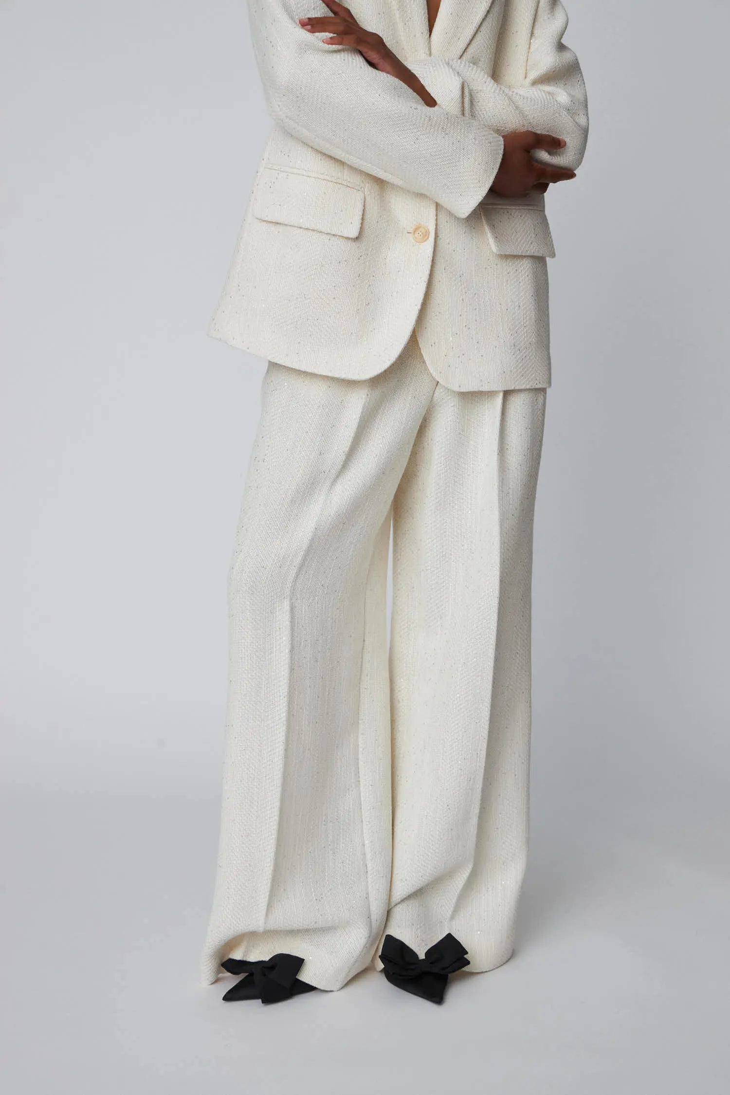 Stella Nova Sequined Bouclé Pants Pants 001 White