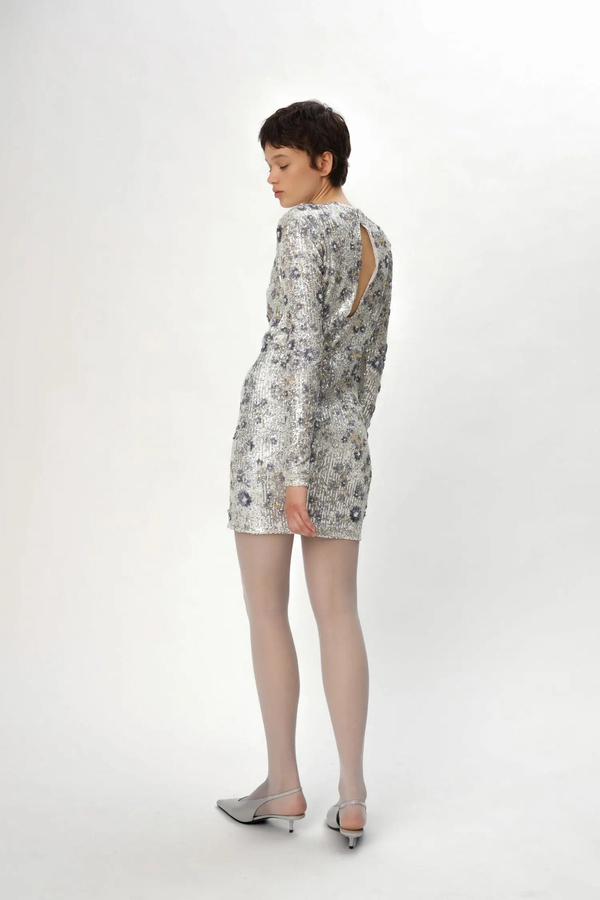 Stella Nova Sequins Flower Dress Dress 914 Pearl Silver