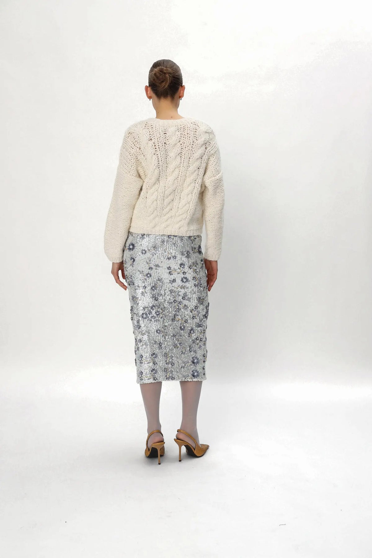 Stella Nova Sequins Flower Skirt Skirt 914 Pearl Silver