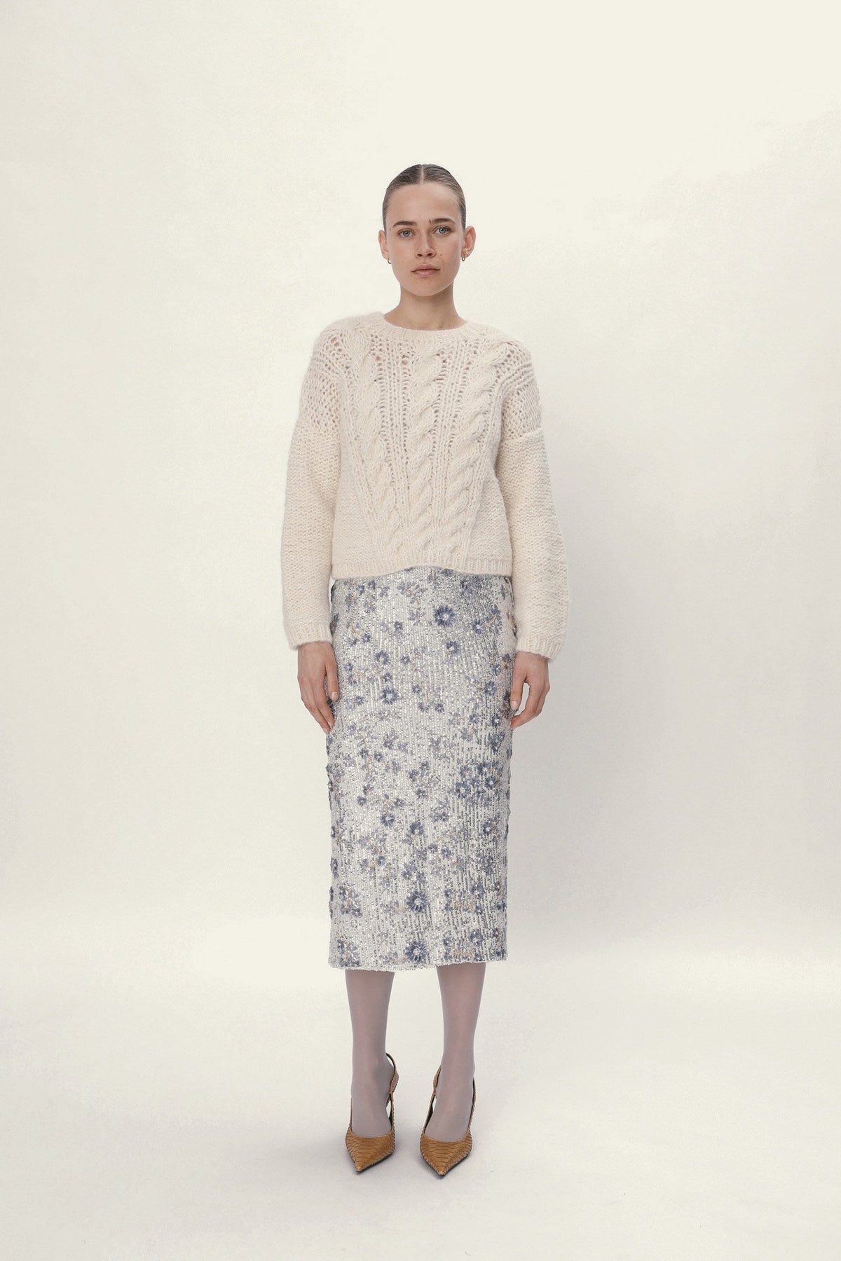 Stella Nova Sequins Flower Skirt Skirt 914 Pearl Silver