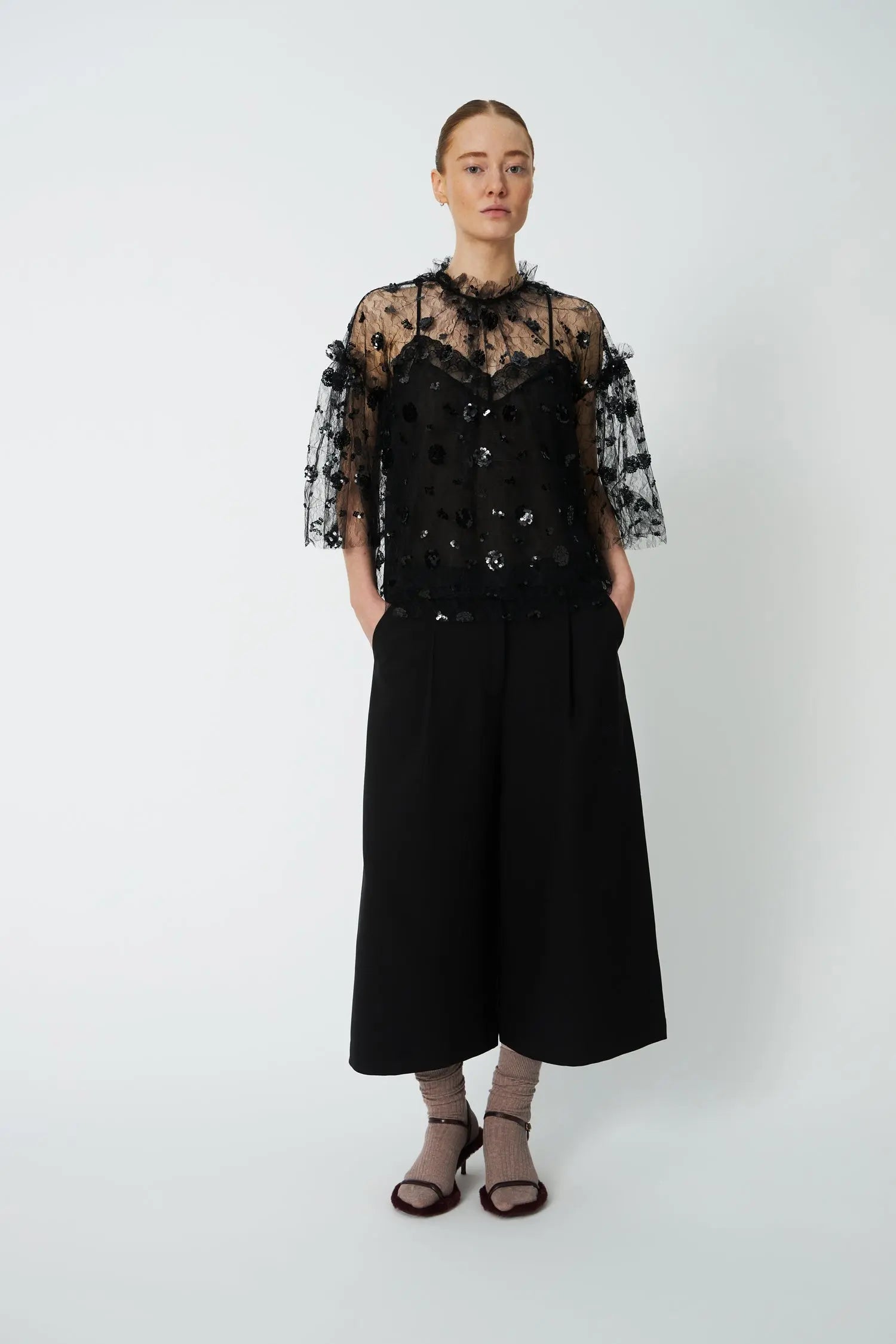 Stella Nova Sequins Mesh Blouse Blouse 999 Black