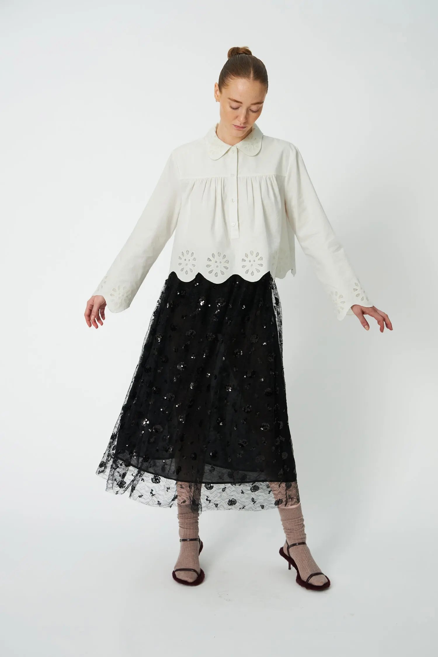 Stella Nova Sequins Mesh Skirt Skirt 999 Black