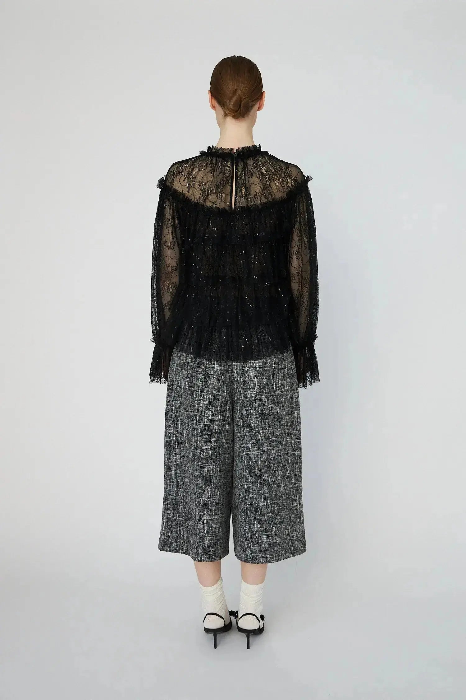Stella Nova Sheer Frill Lace Blouse Blouse 999 Black
