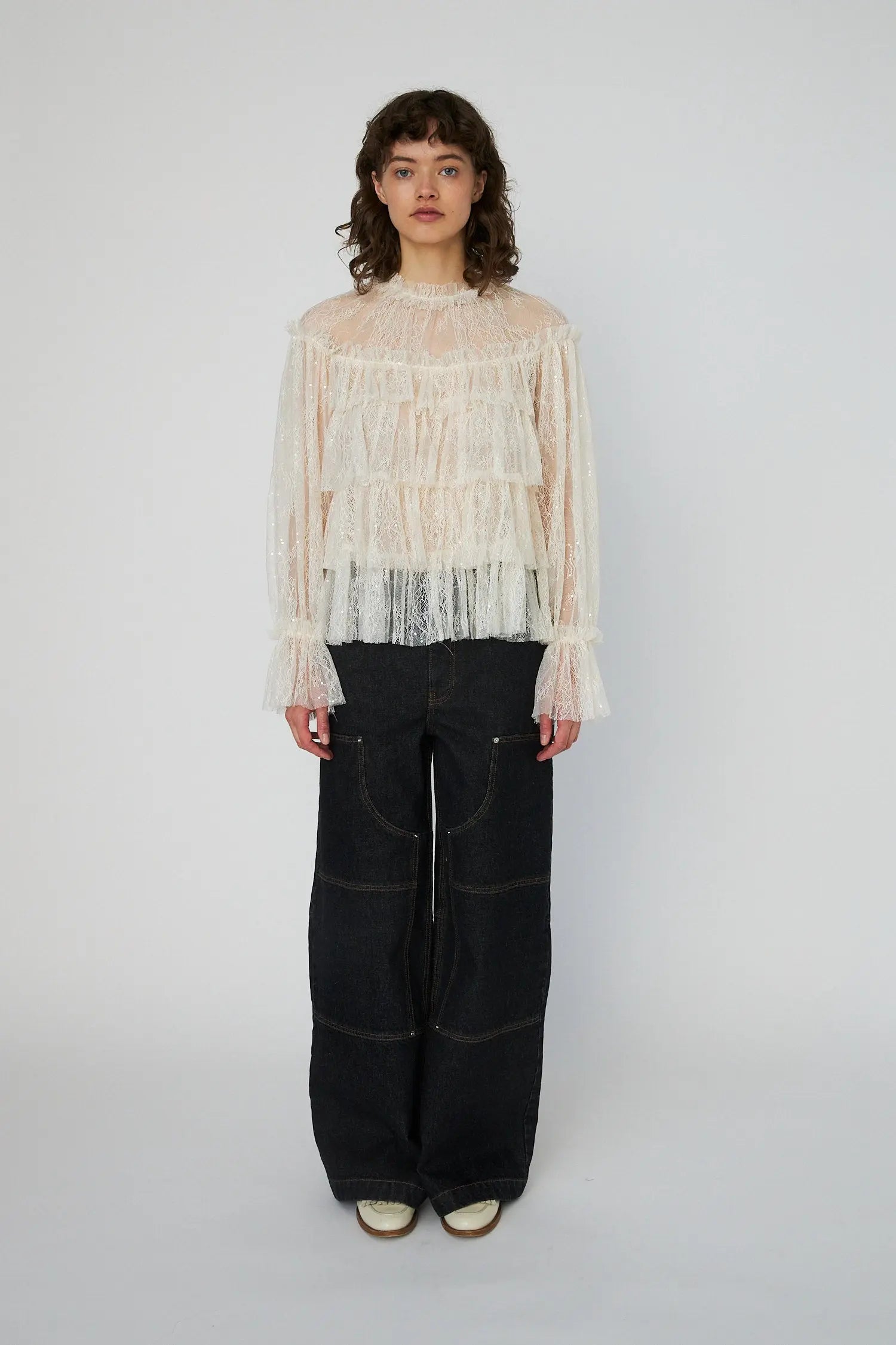 Sheller line sheer frill blouse ホワイト eimy istoire - 【sheller】シェリエ line sheer frill blouseの通販