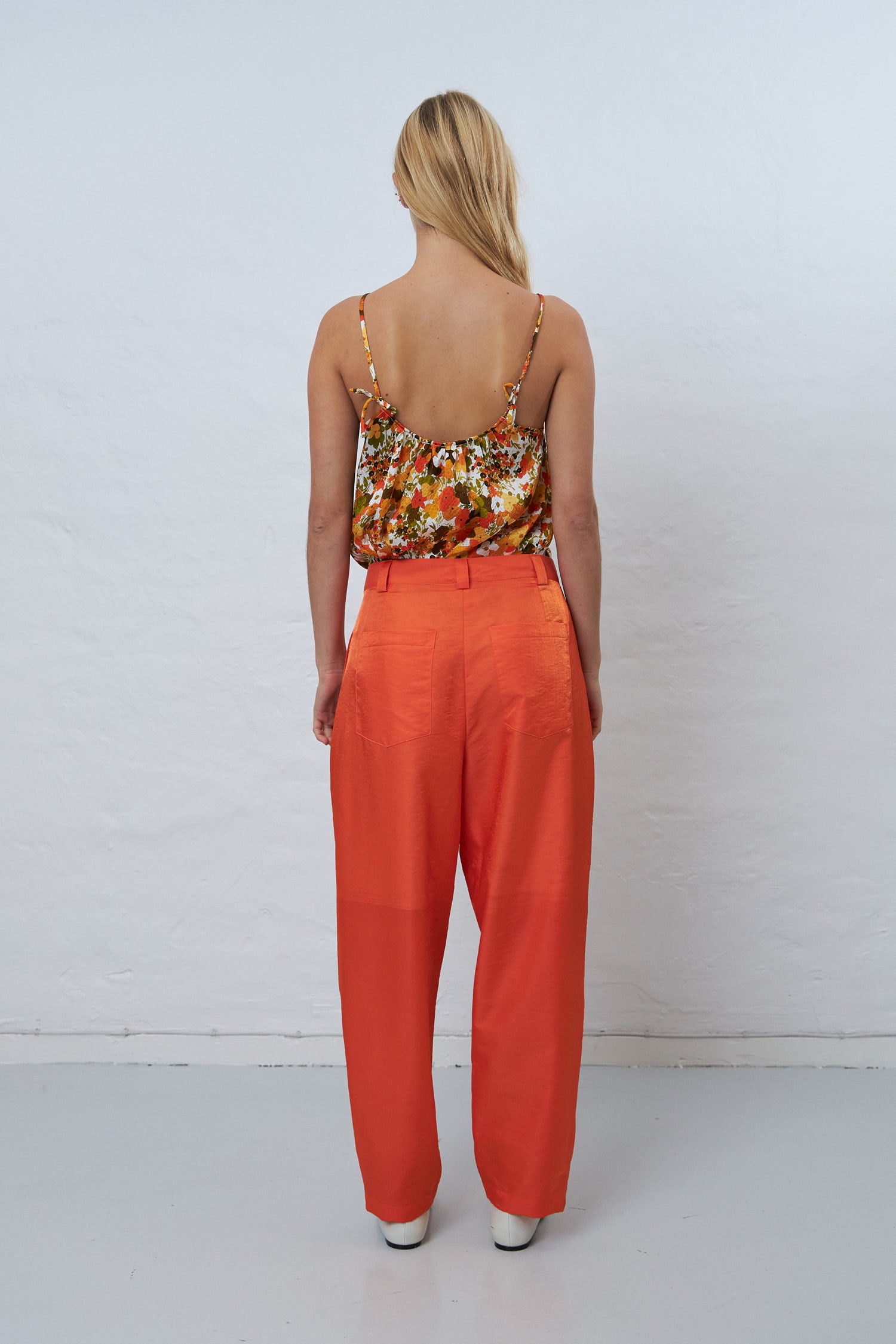 Stella Nova Shiny casual volume pant Pants 466 Orange Red