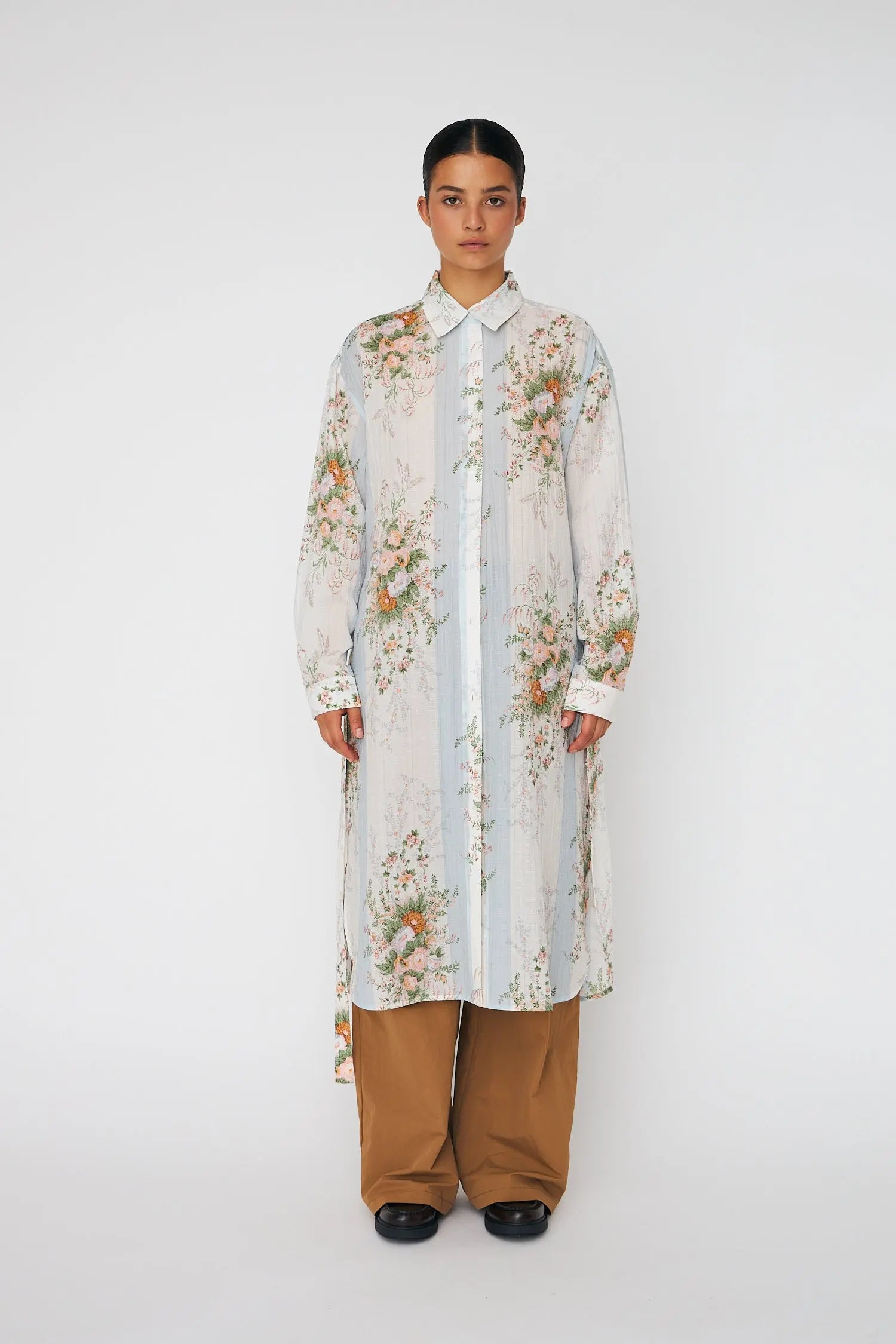 Stella Nova Shirt Dress Dress 462 Creme Multicolour Flowers