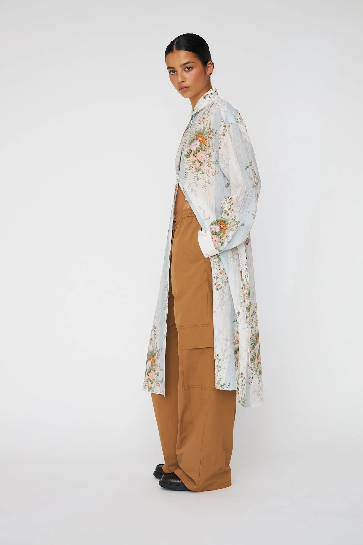 Stella Nova Shirt Dress Dress 462 Creme Multicolour Flowers